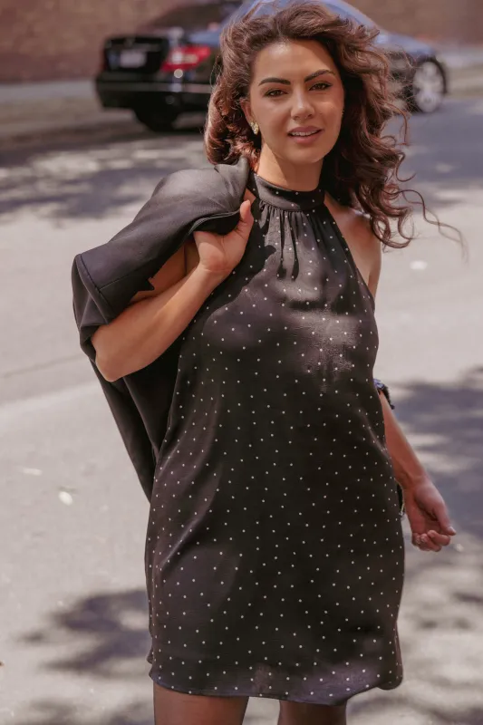 Gabrielle Mini Dress - Black Polka Dot sold by Petal & Pup
