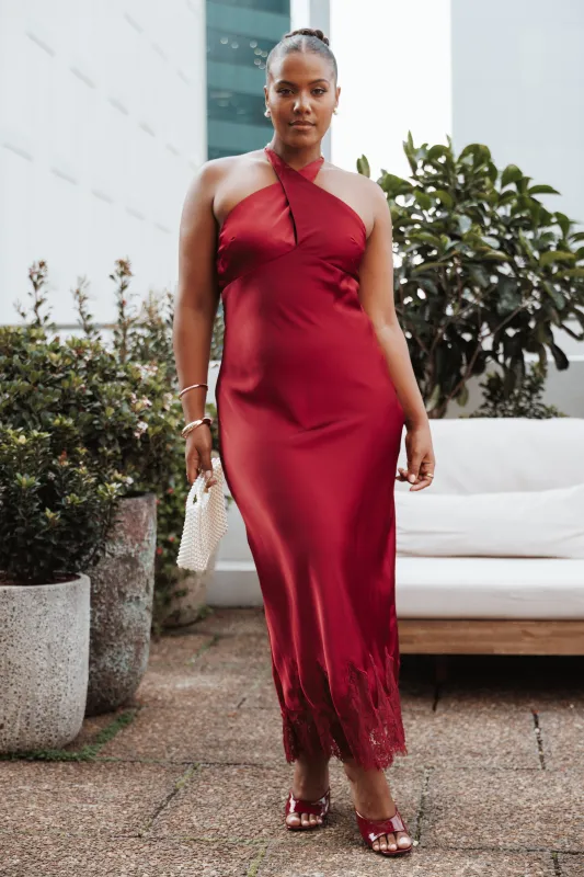 Jeannie Maxi Dress - Dark Red sold by Petal & Pup
