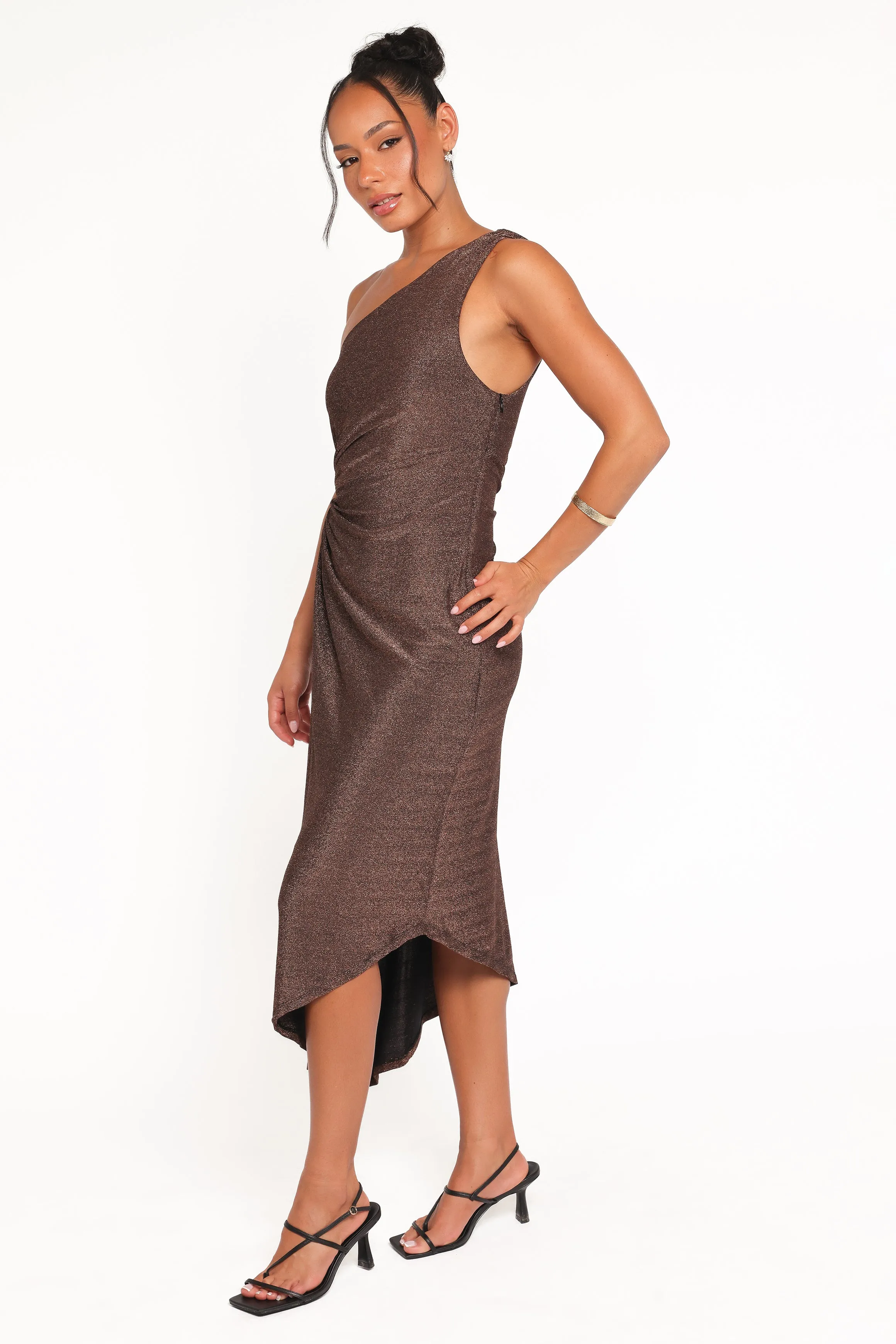 Emma One Shoulder Midi Dress - Vintage Gold sold by Petal & Pup product image thumbnail 4