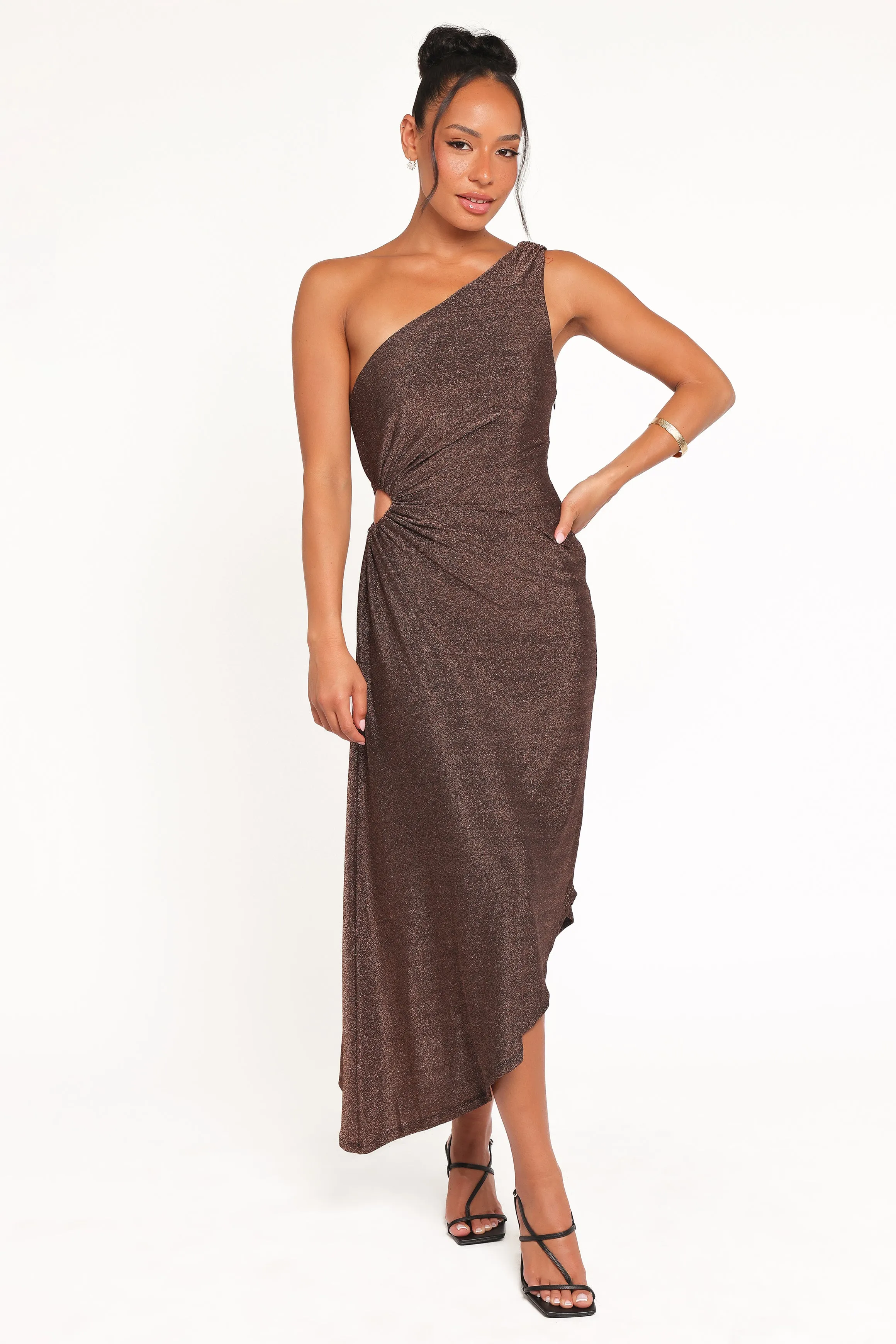 Emma One Shoulder Midi Dress - Vintage Gold sold by Petal & Pup product image thumbnail 2