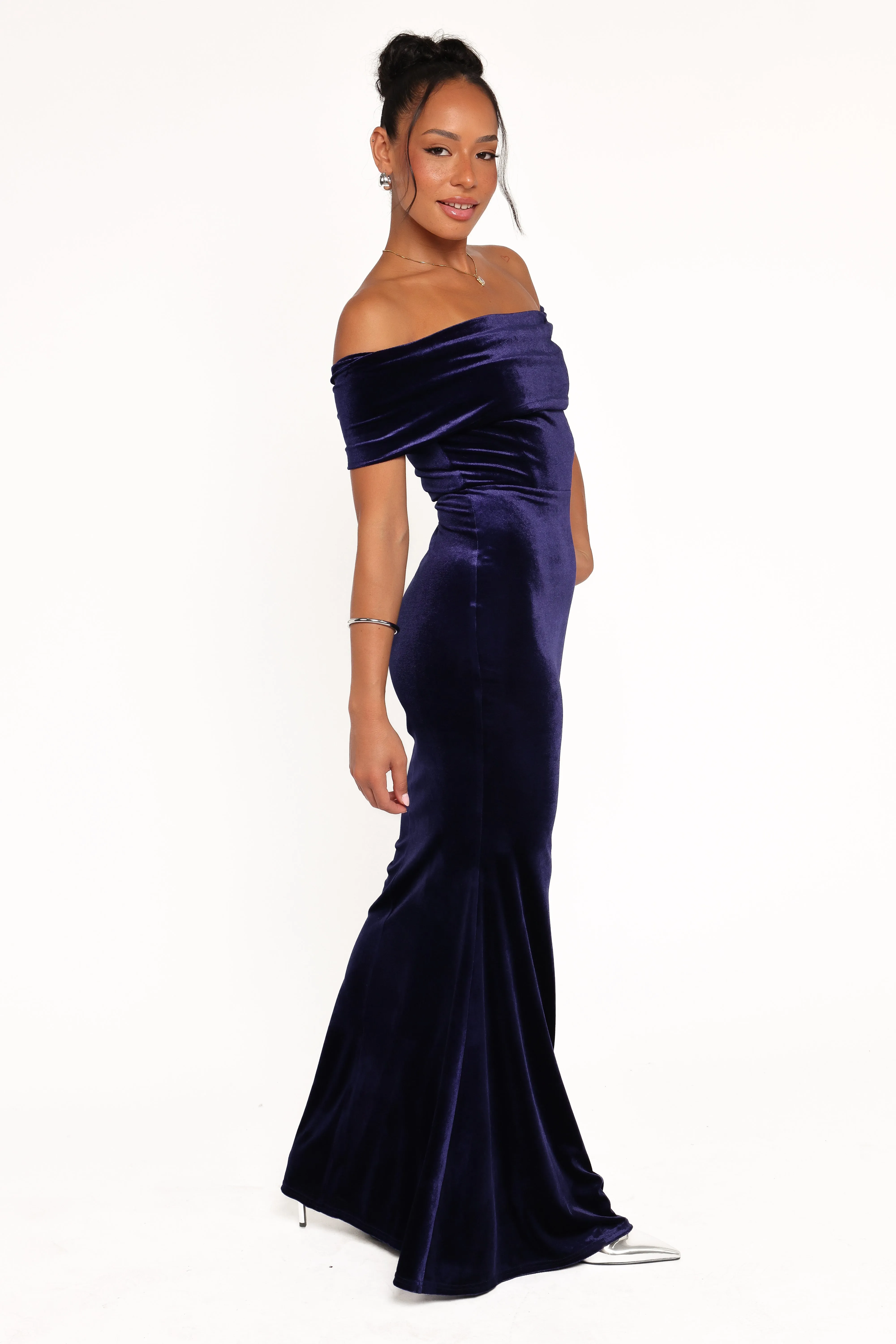 Adair Off Shoulder Maxi Dress - Navy sold by Petal & Pup product image thumbnail 5