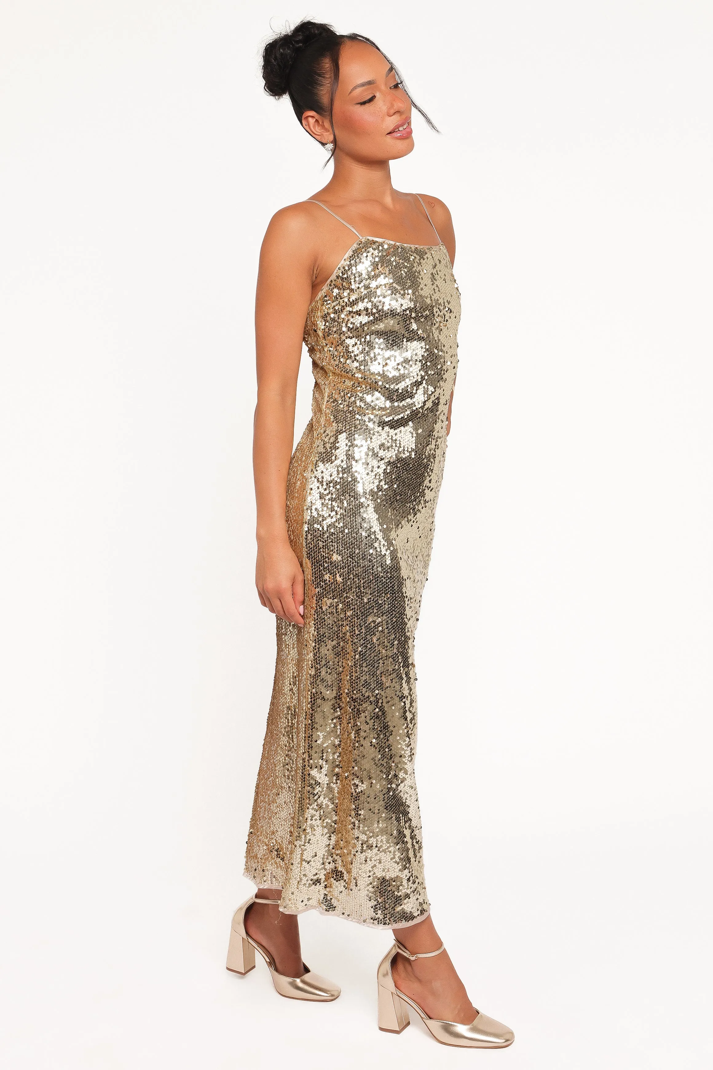 Karley Sequin Maxi Dress - Gold sold by Petal & Pup product image thumbnail 4