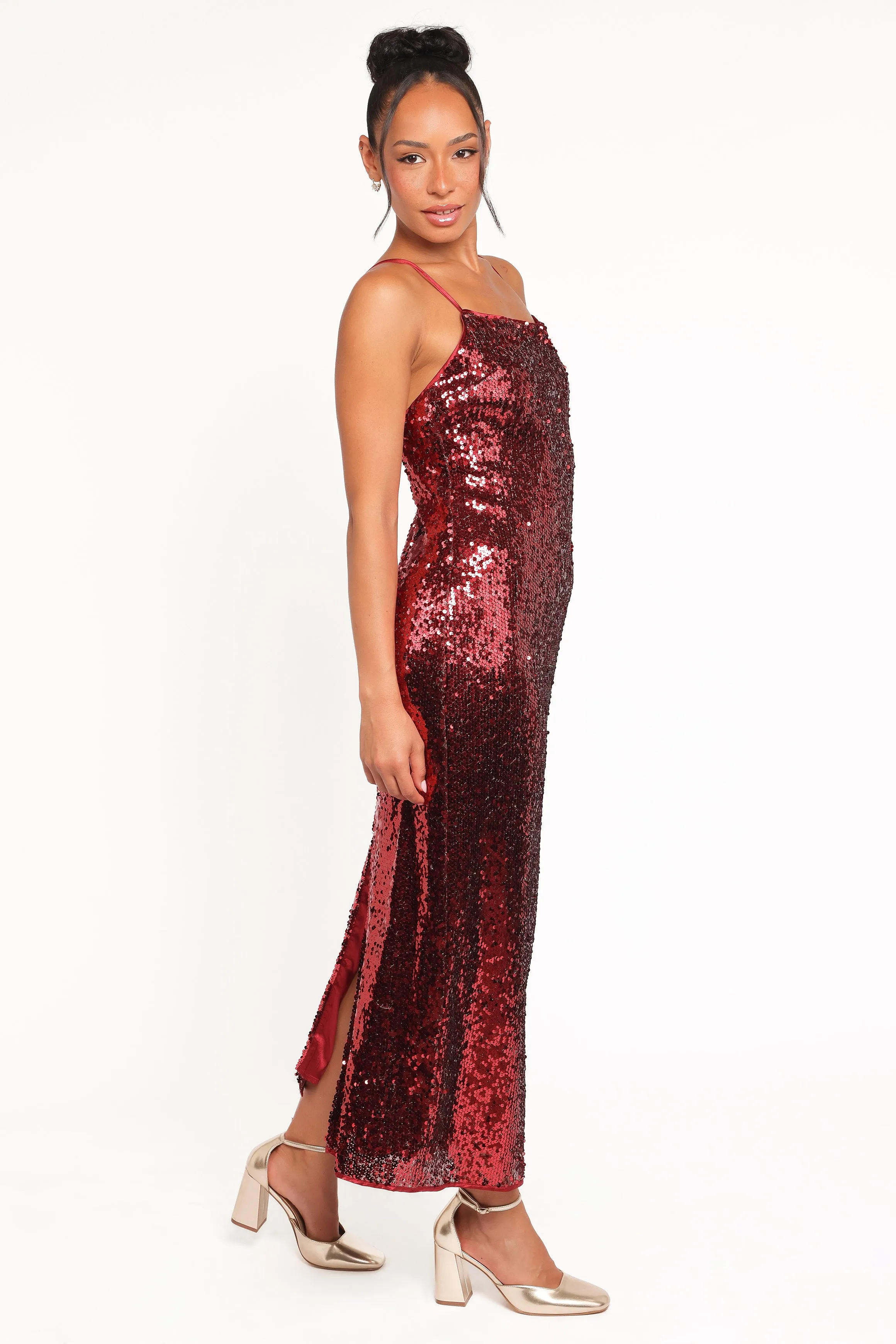 Karley Sequin Maxi Dress - Burgundy sold by Petal & Pup product image thumbnail 3