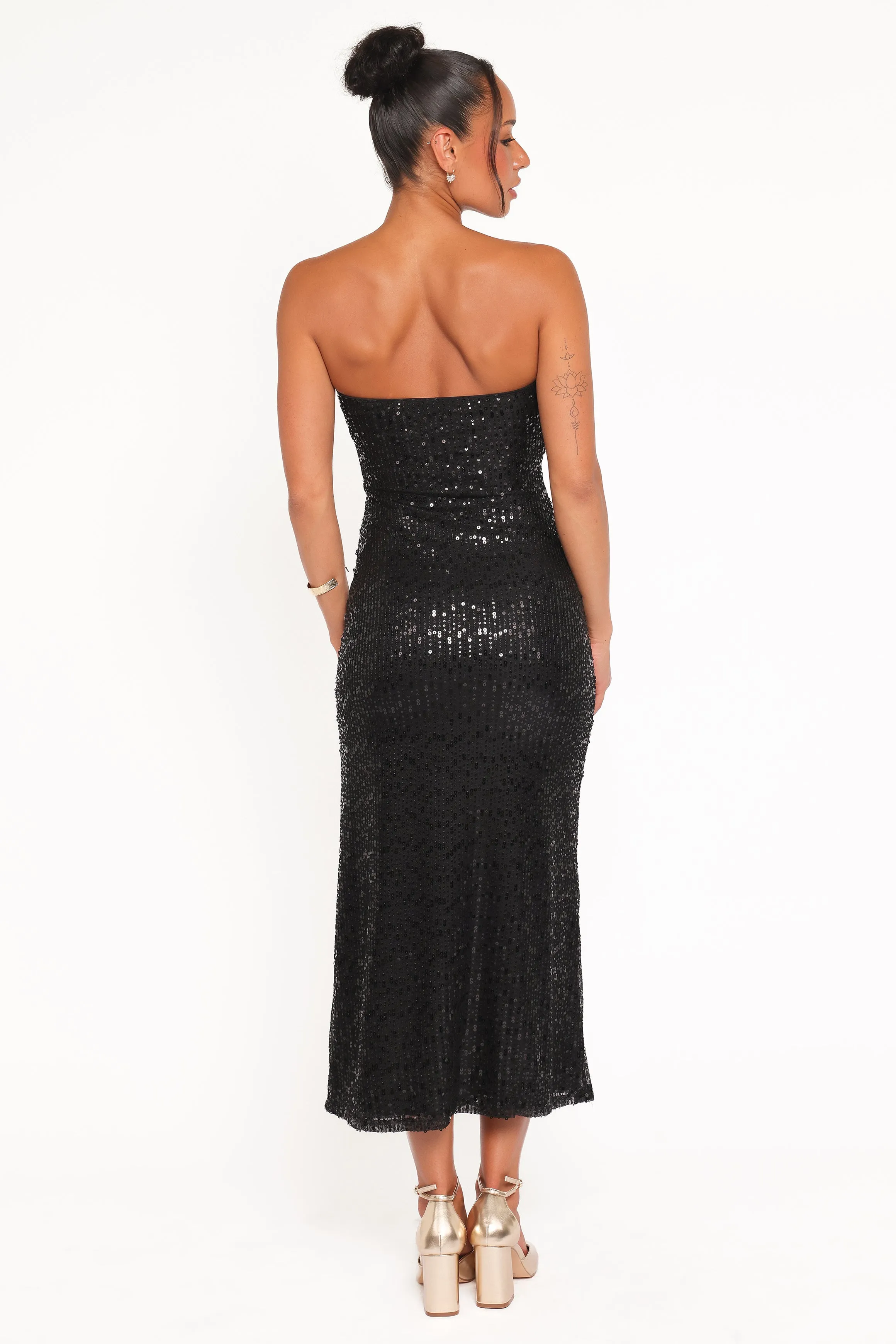Agnes Strapless Sequin Maxi Dress - Black sold by Petal & Pup product image thumbnail 5