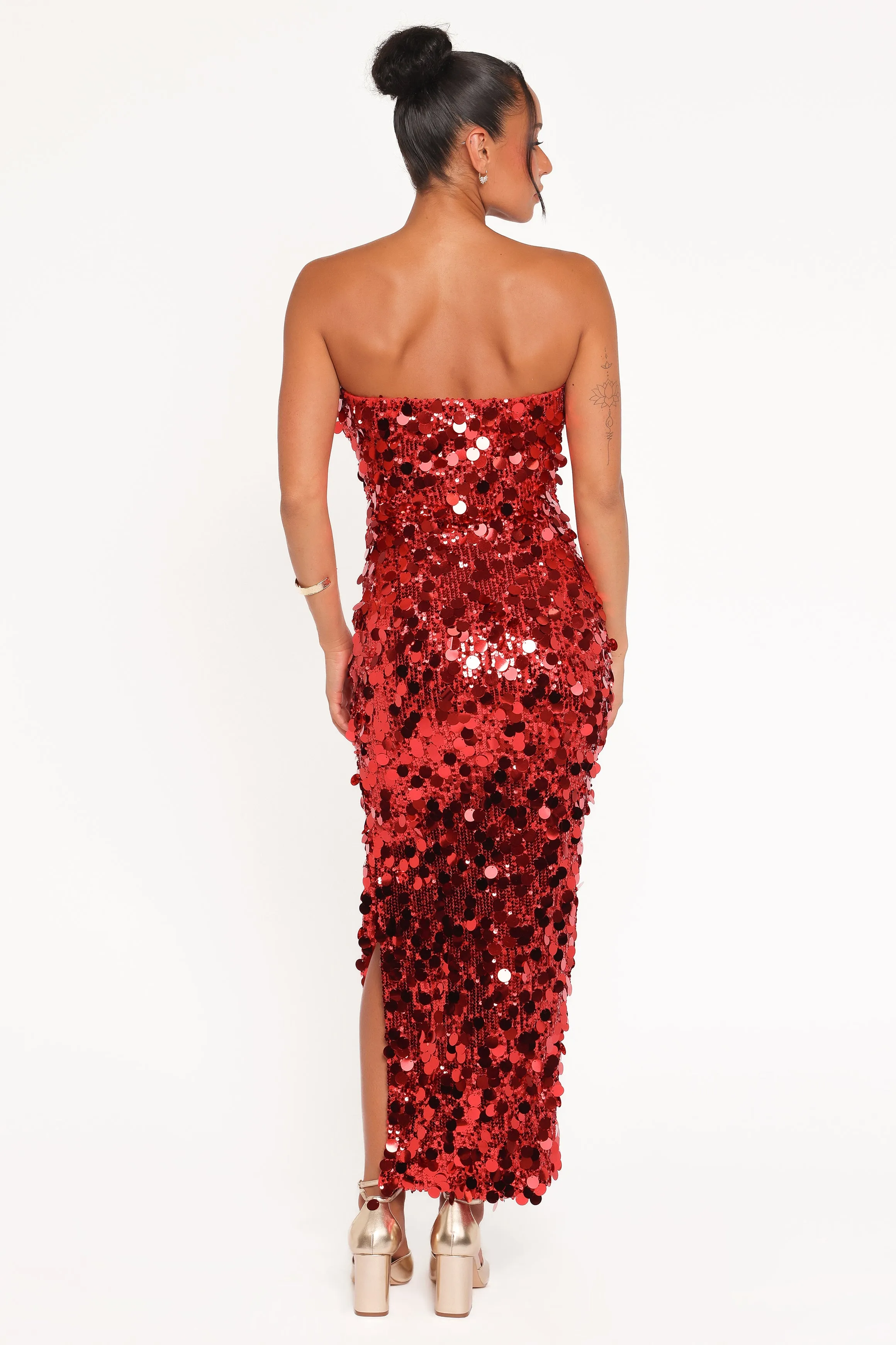 Karlie Strapless Sequin Maxi Dress - Red sold by Petal & Pup product image thumbnail 5
