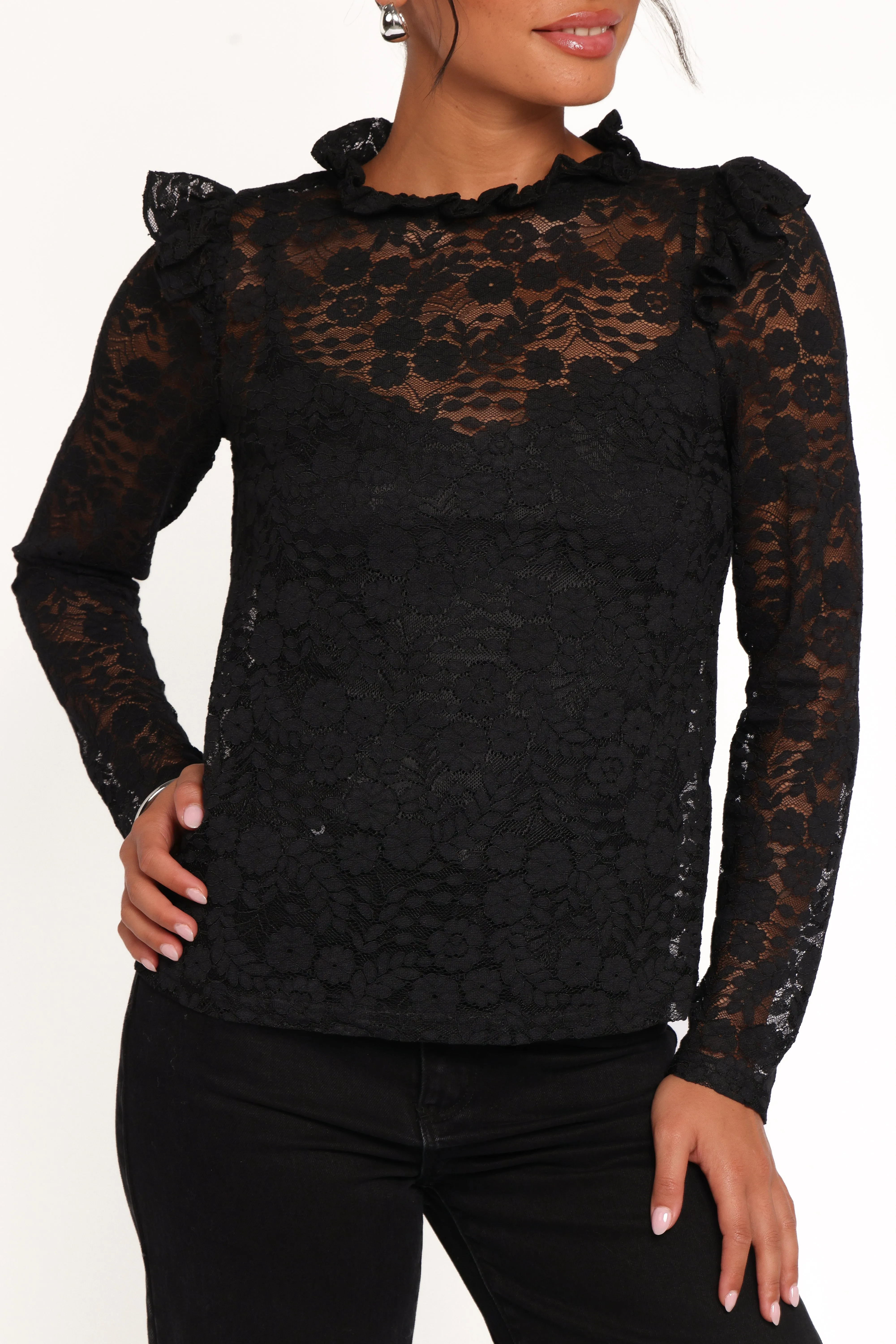 Lettie Lace Ruffle Top - Black sold by Petal & Pup product image thumbnail 2