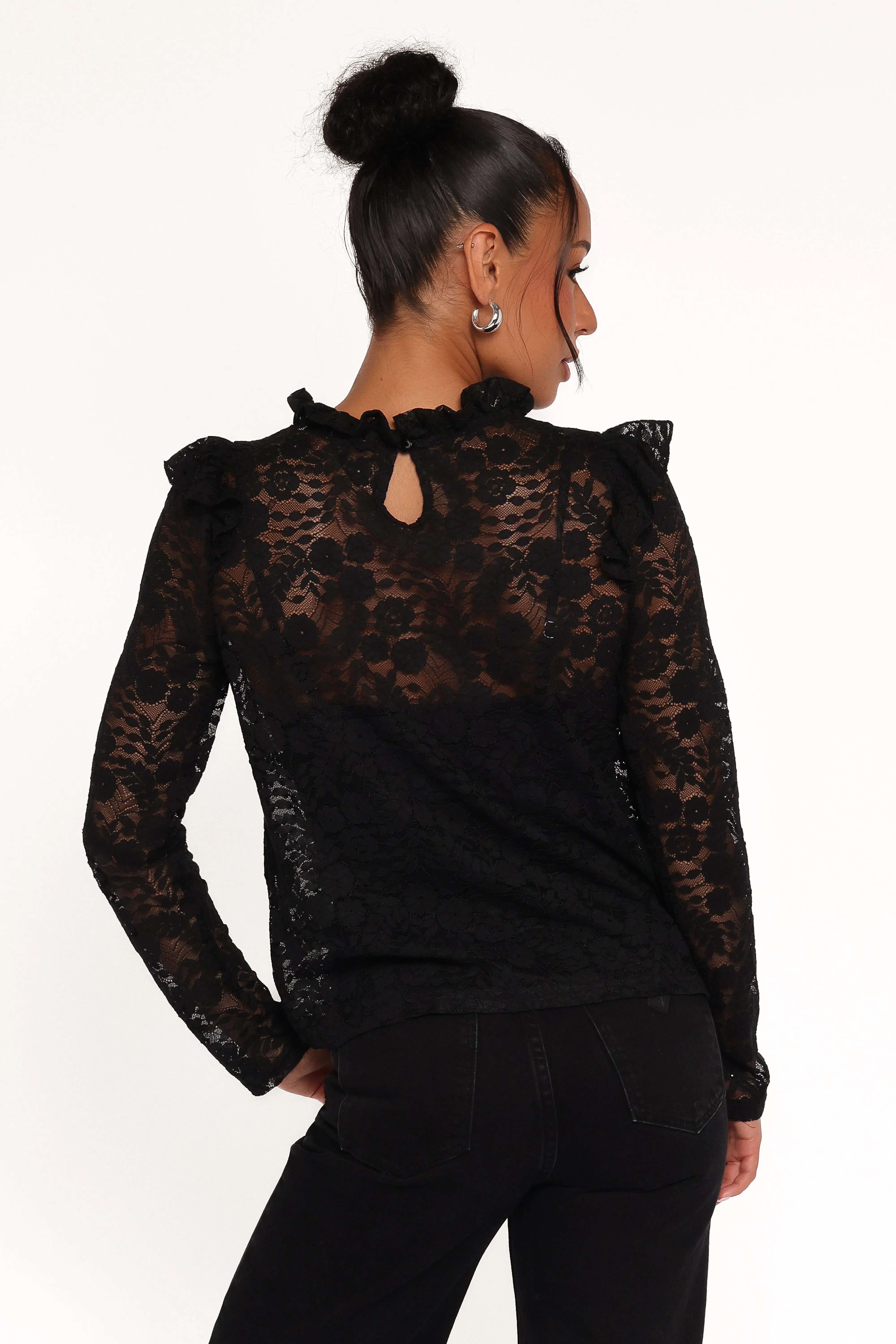 Lettie Lace Ruffle Top - Black sold by Petal & Pup product image thumbnail 3