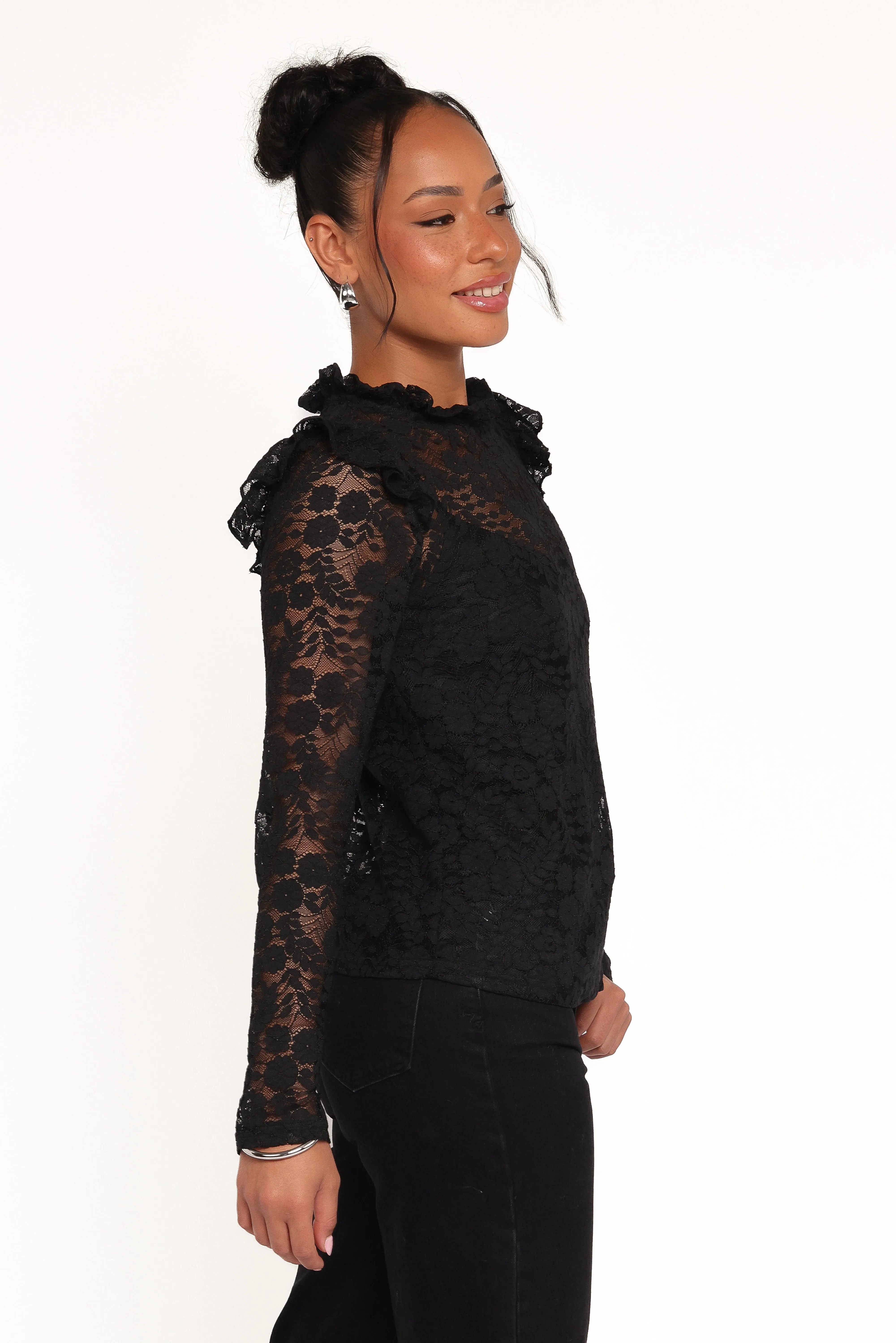 Lettie Lace Ruffle Top - Black sold by Petal & Pup product image thumbnail 4