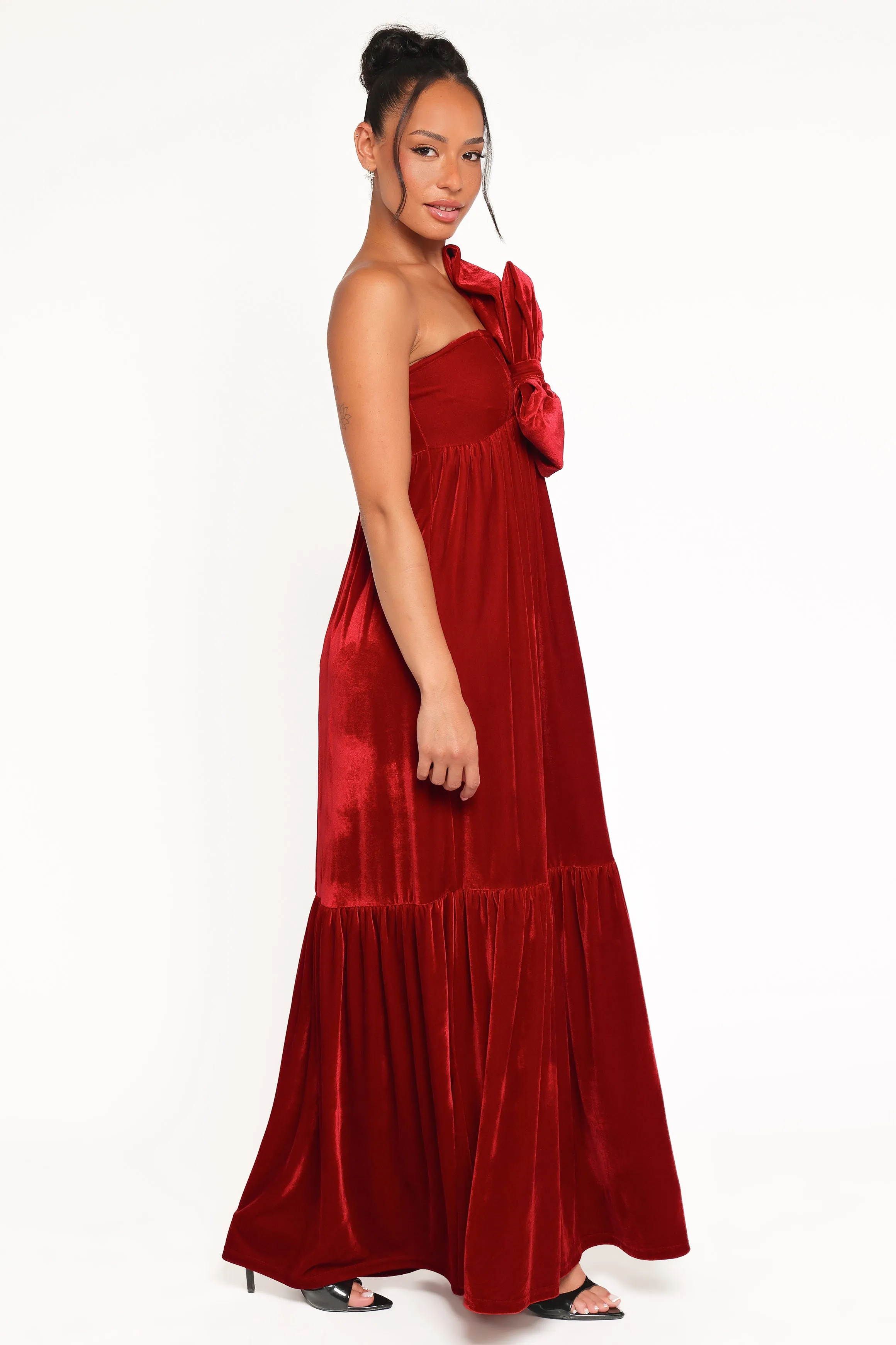 Betina Bow Front Maxi Dress - Red Velvet sold by Petal & Pup product image thumbnail 4