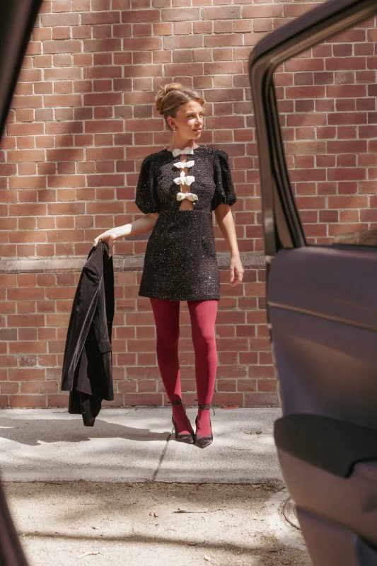 Natasha Boucle Mini Dress - Black sold by Petal & Pup