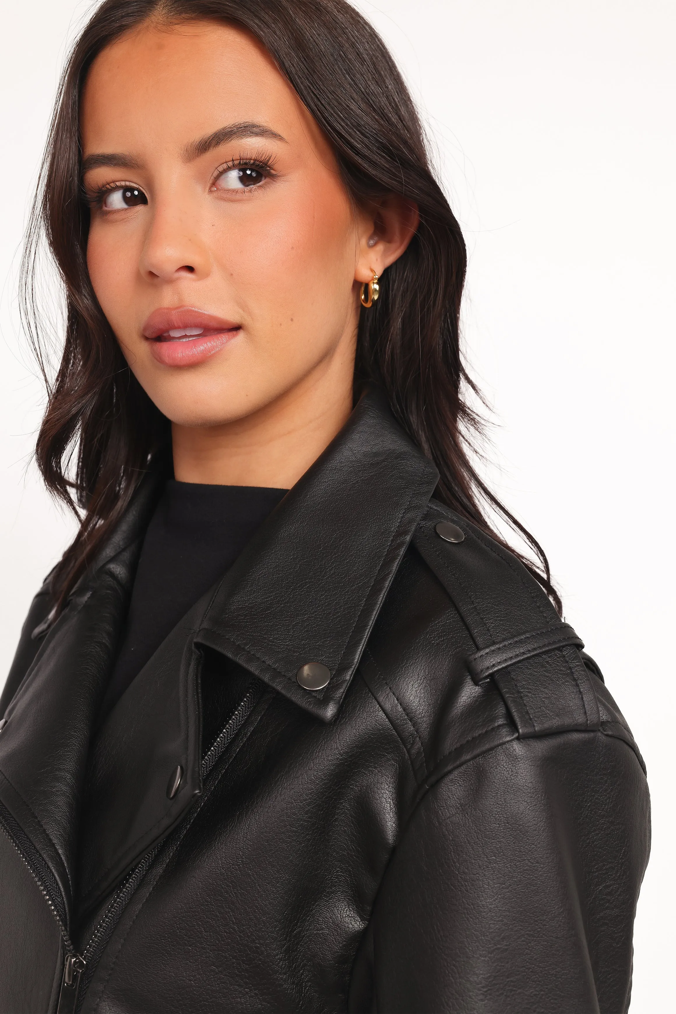 Parsons Oversized Faux Leather Moto Jacket - Black sold by Petal & Pup product image thumbnail 4