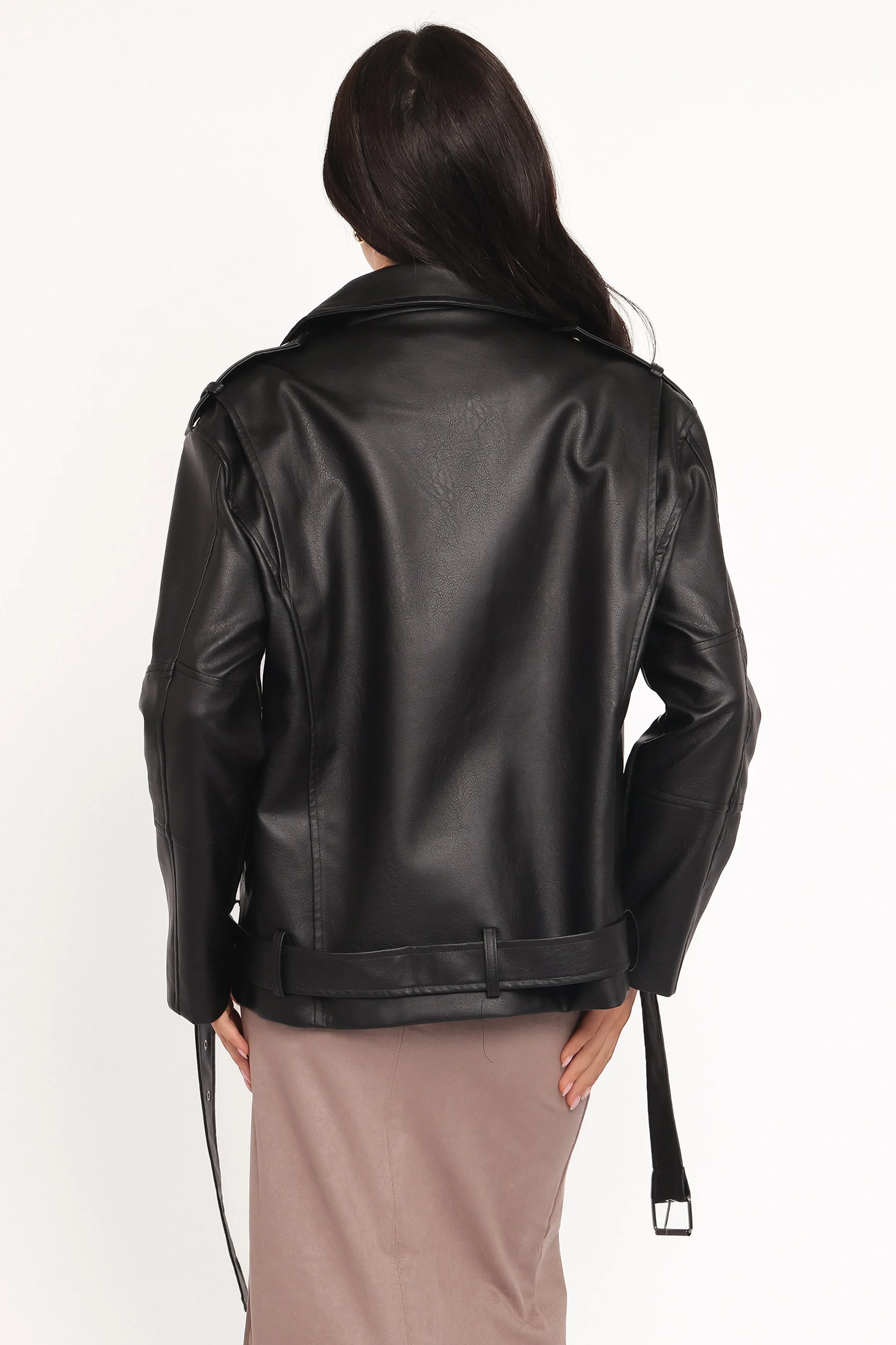 Parsons Oversized Faux Leather Moto Jacket - Black sold by Petal & Pup product image thumbnail 5