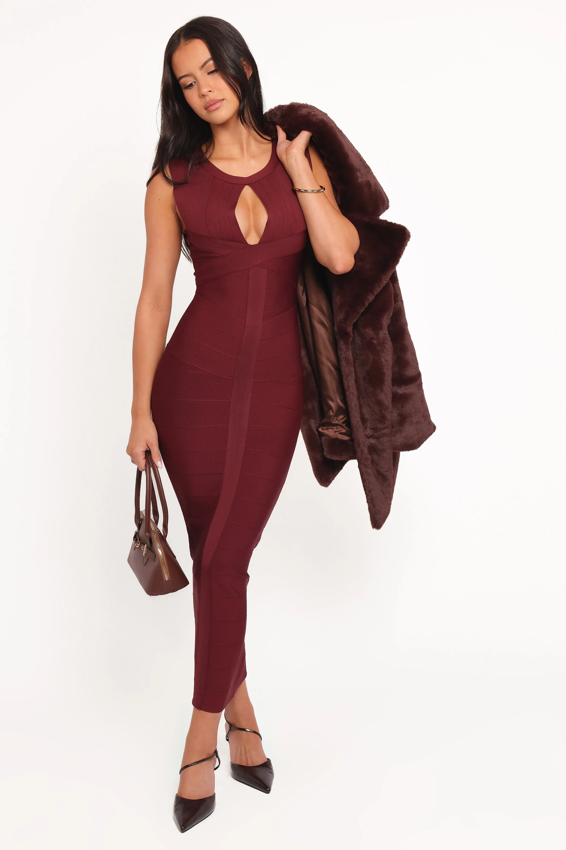 Josiah Midi Dress - Burgundy sold by Petal & Pup