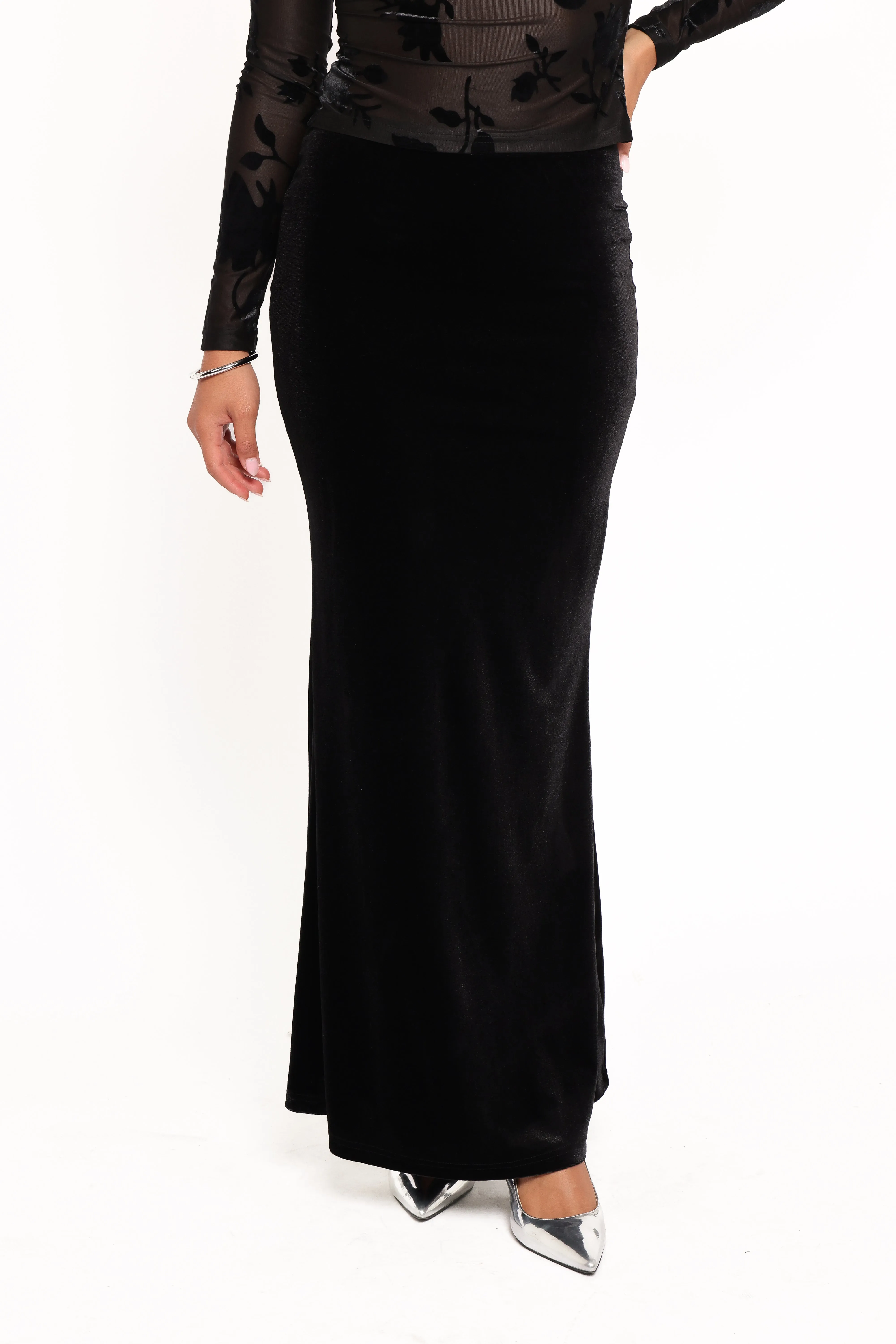 Velman Velvet Maxi Skirt - Black sold by Petal & Pup product image thumbnail 2