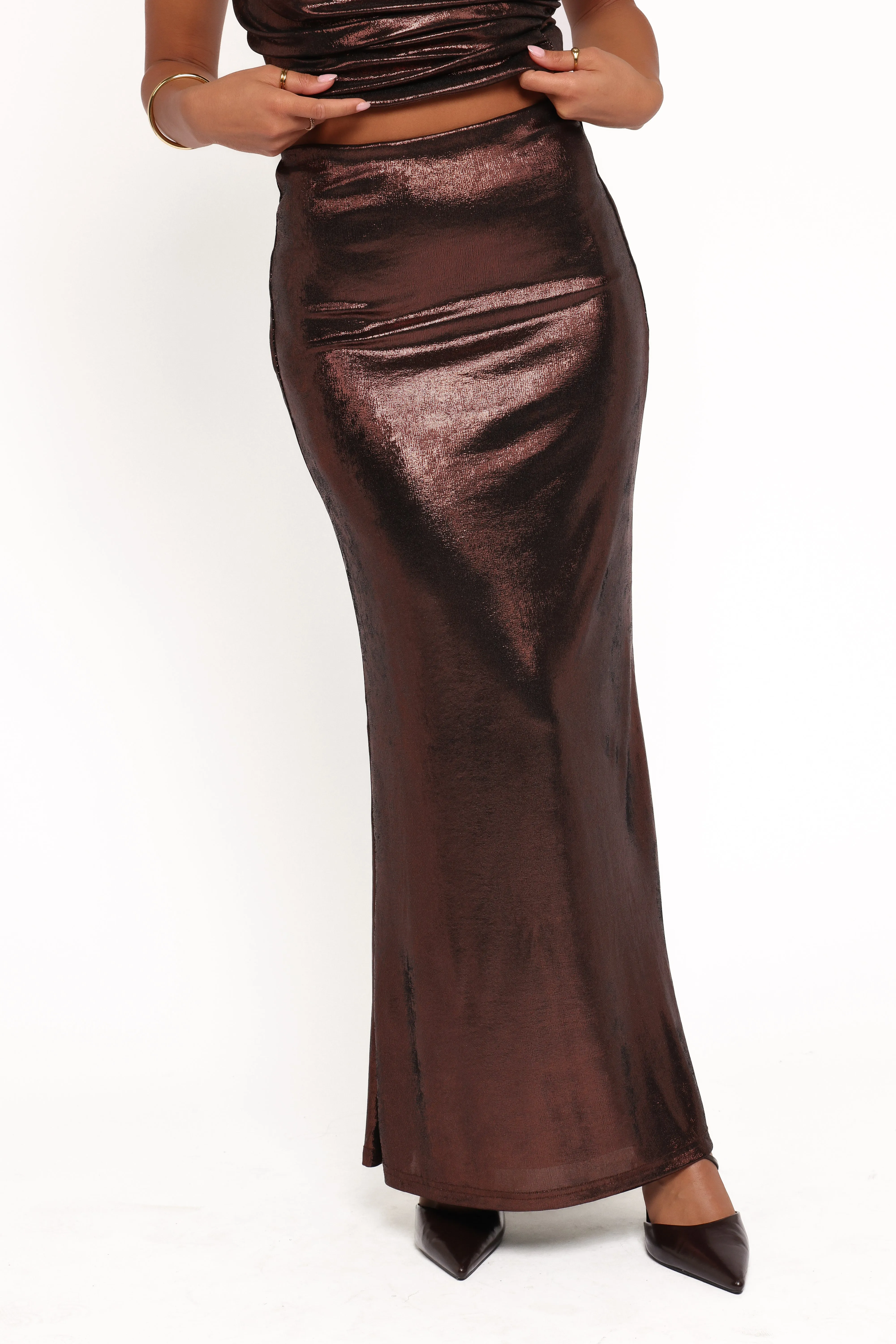Velman Metallic Maxi Skirt - Bronze sold by Petal & Pup product image thumbnail 2