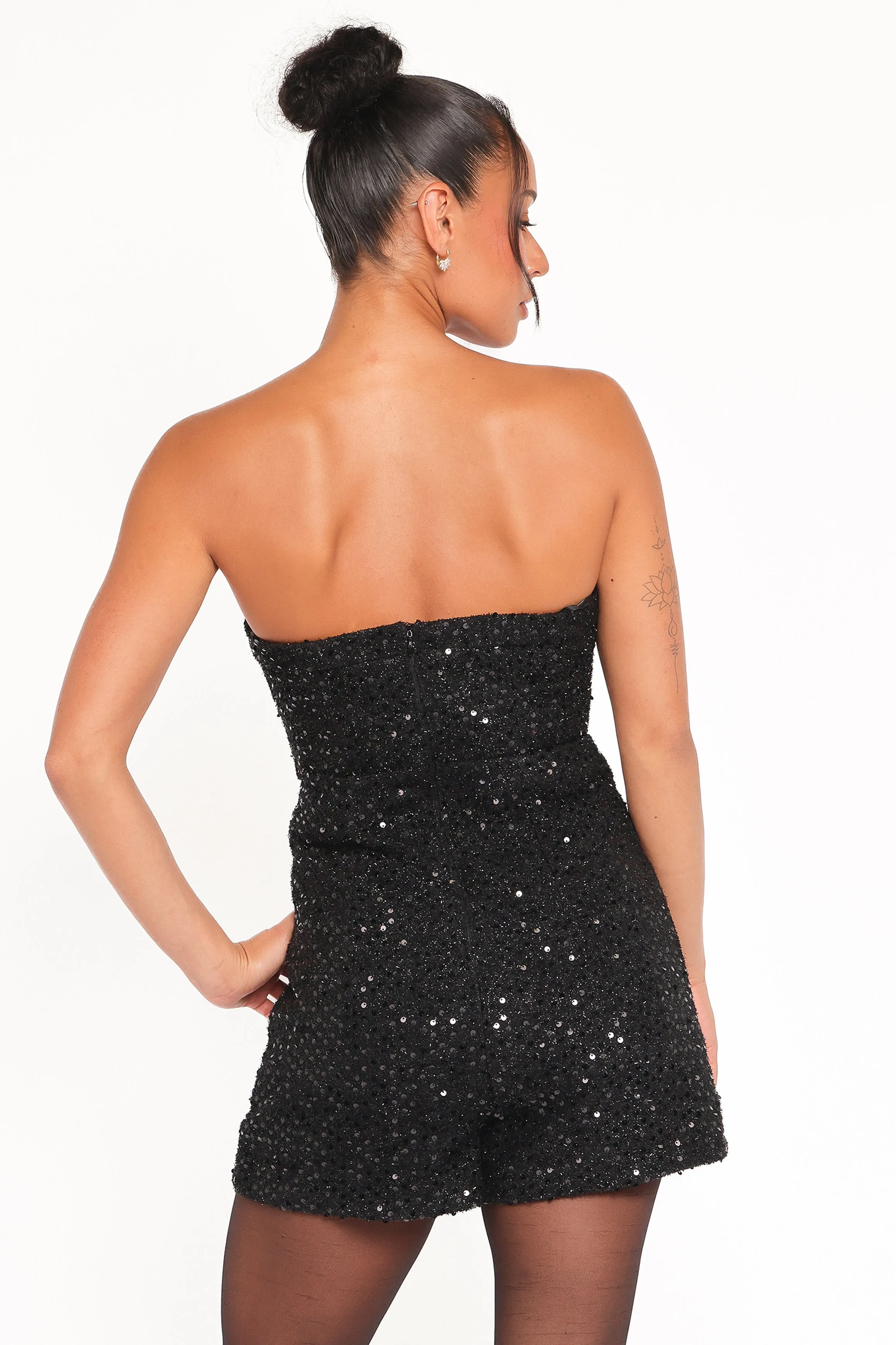 Madeline Strapless Tweed Romper - Black sold by Petal & Pup product image thumbnail 5