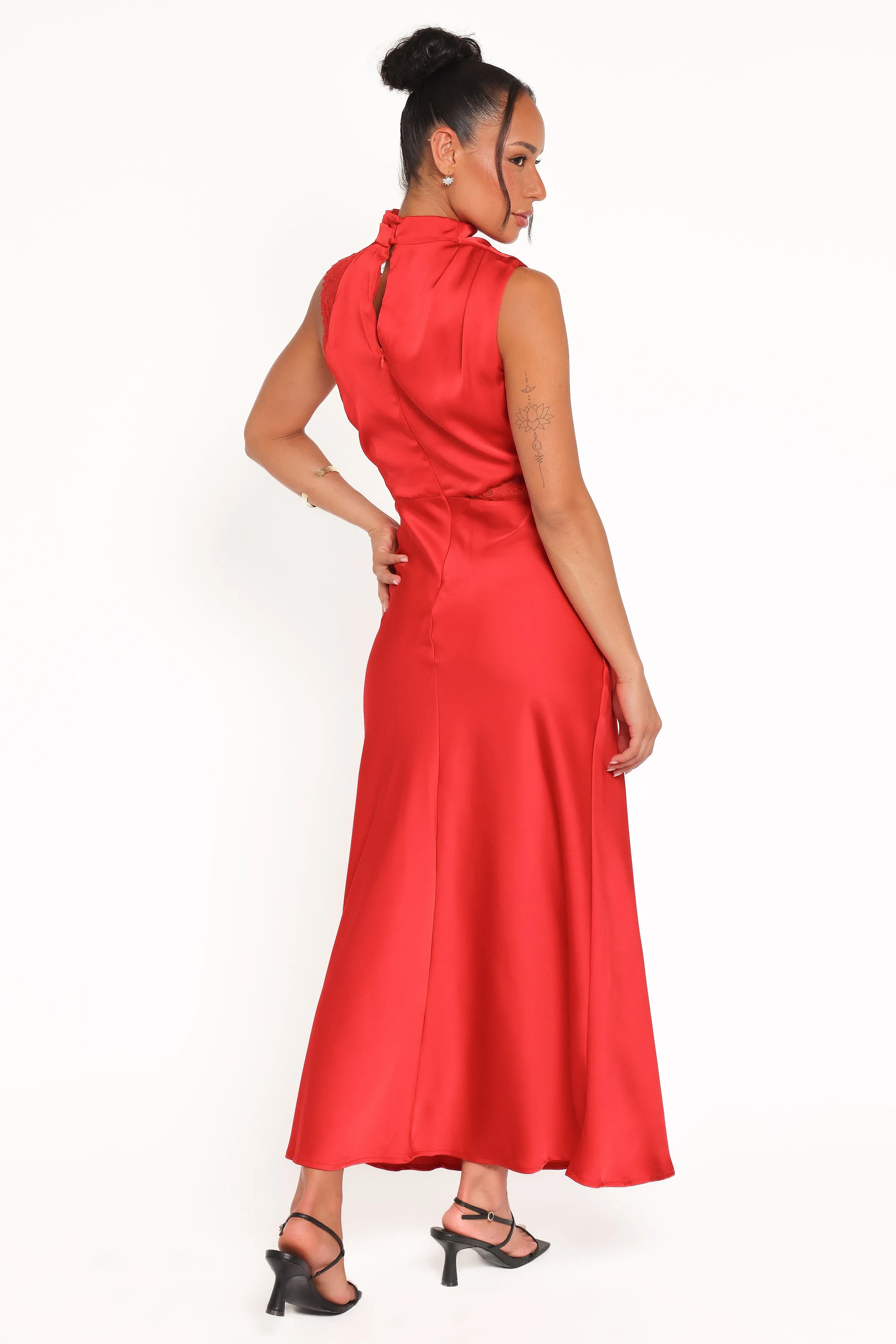 Anabelle Halter Neck Lace Maxi Dress - Red sold by Petal & Pup product image thumbnail 5