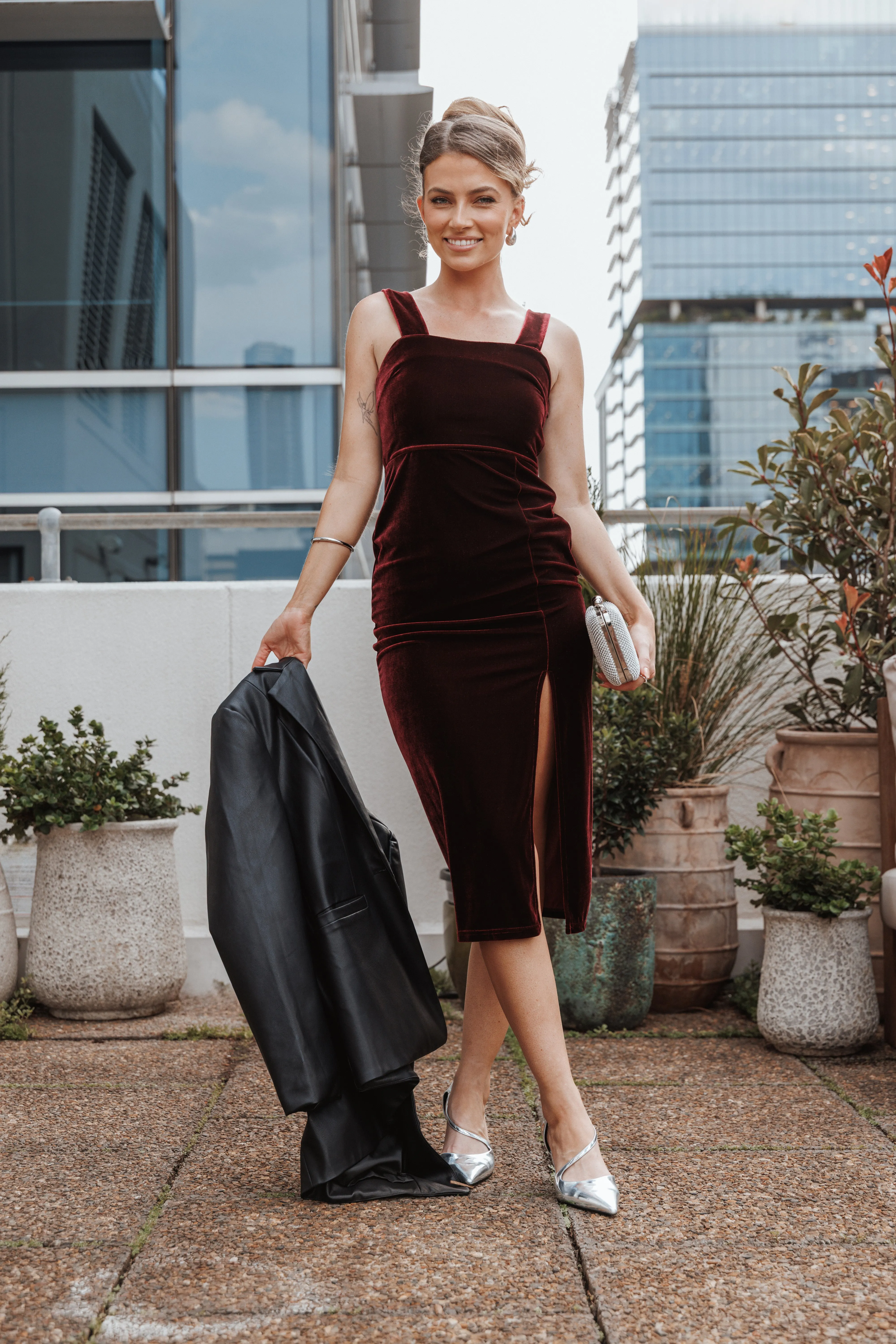 Hyatt Velvet Dress - Burgundy sold by Petal & Pup