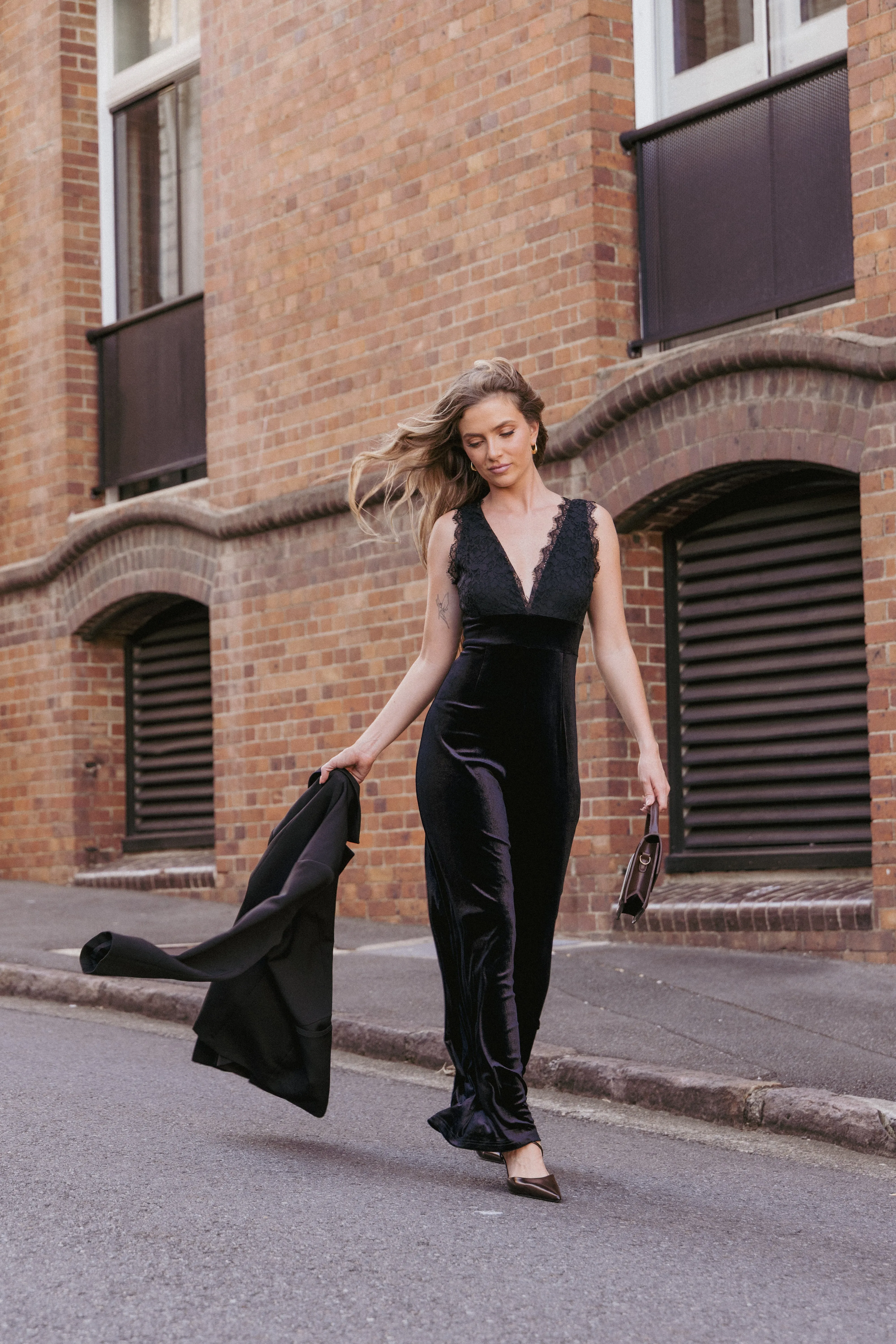 Eloise Jumpsuit - Black Velvet sold by Petal & Pup