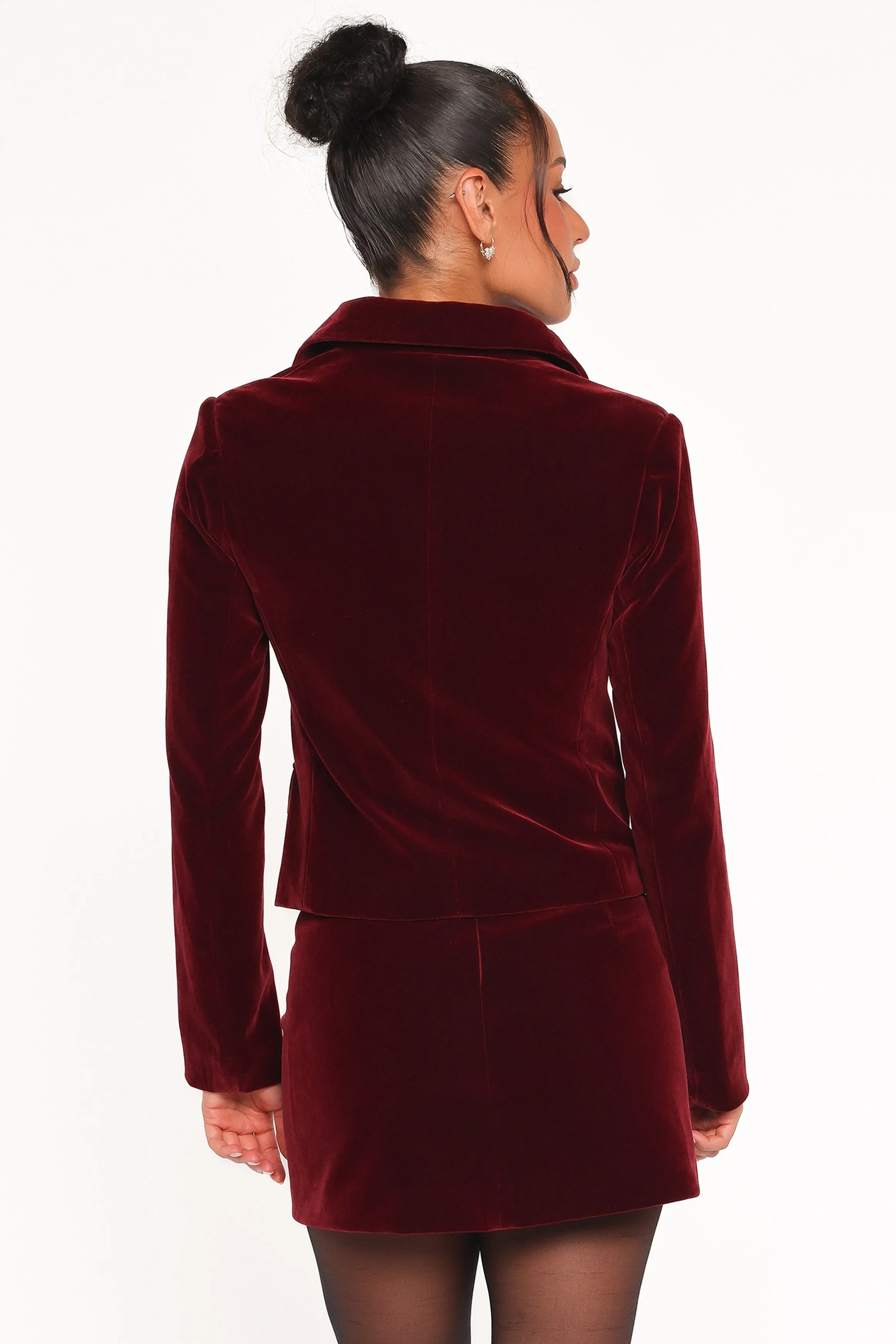 Lainey Velvet Cropped Jacket - Burgundy sold by Petal & Pup product image thumbnail 4