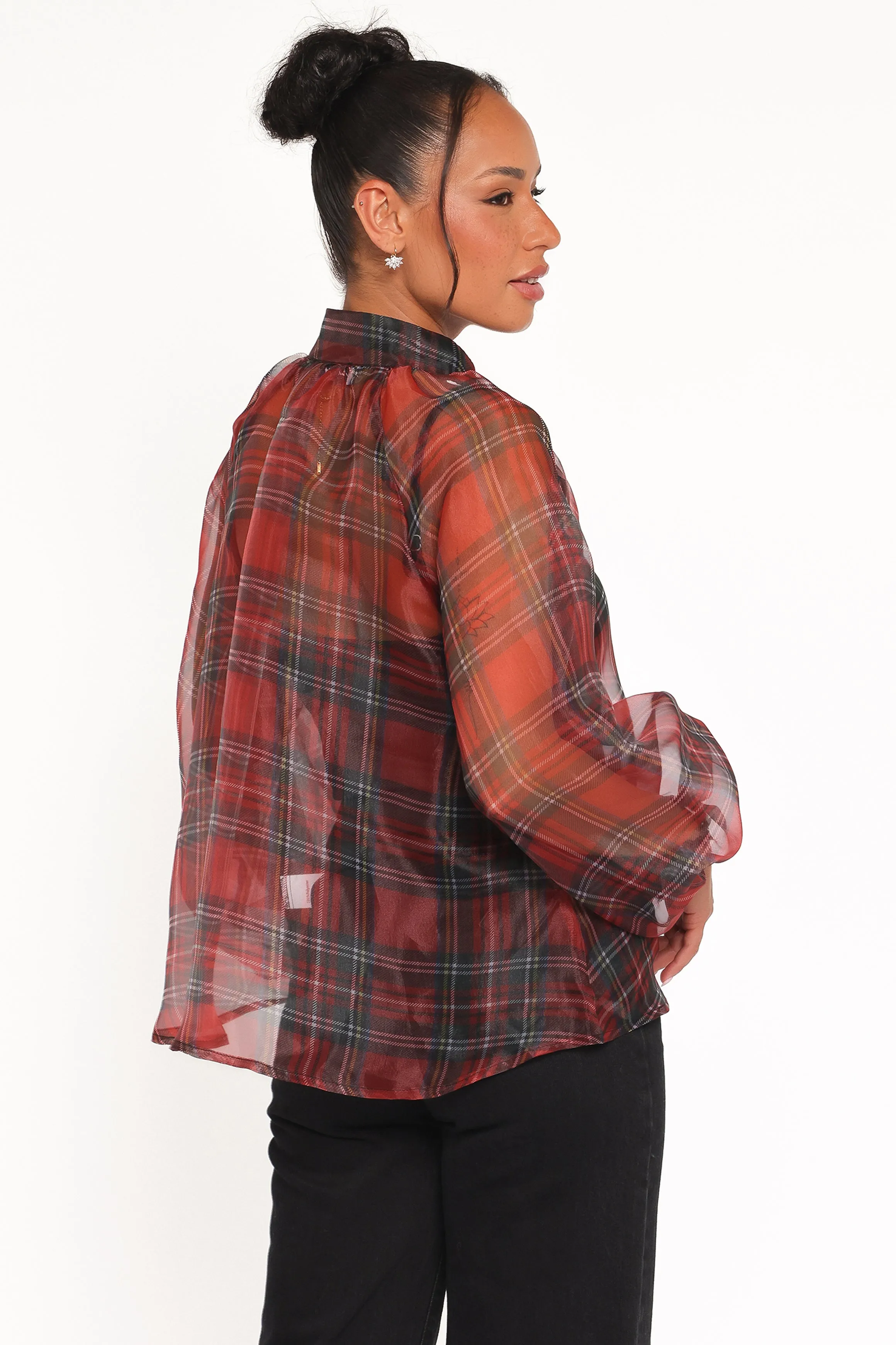 Marni Organza Top - Red Plaid sold by Petal & Pup product image thumbnail 5