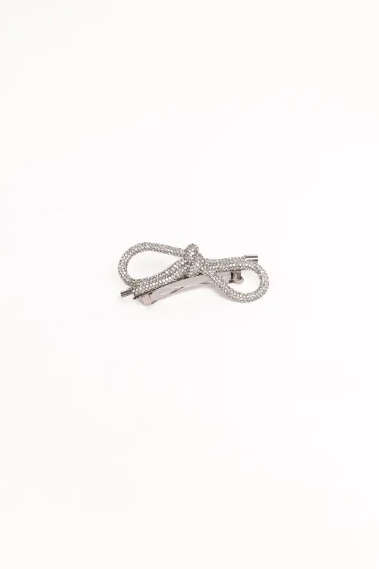 Whitney Bow Hair Clip - Silver sold by Petal & Pup