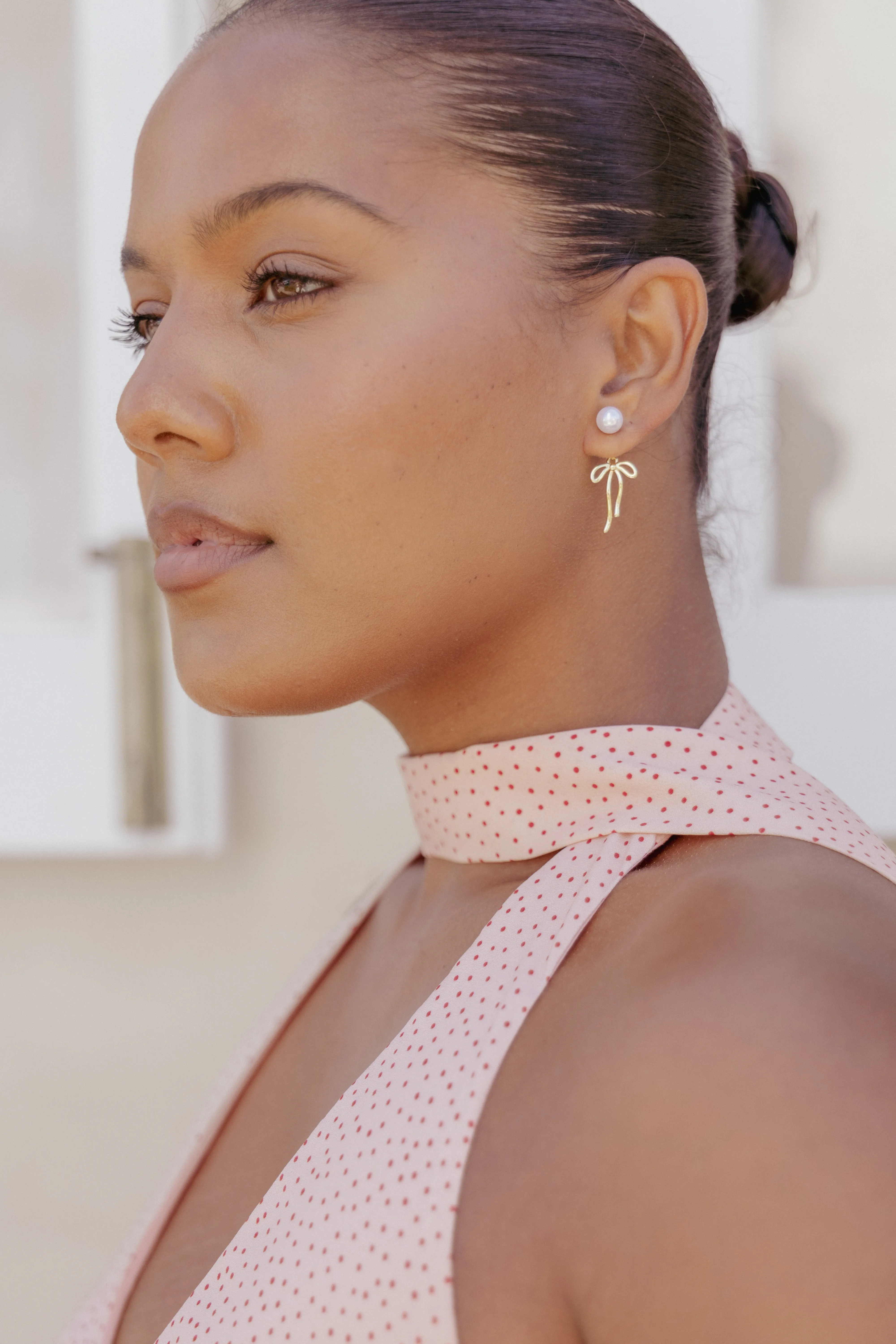 Stella Bow Earrings - Gold/Pearl sold by Petal & Pup product image thumbnail 4