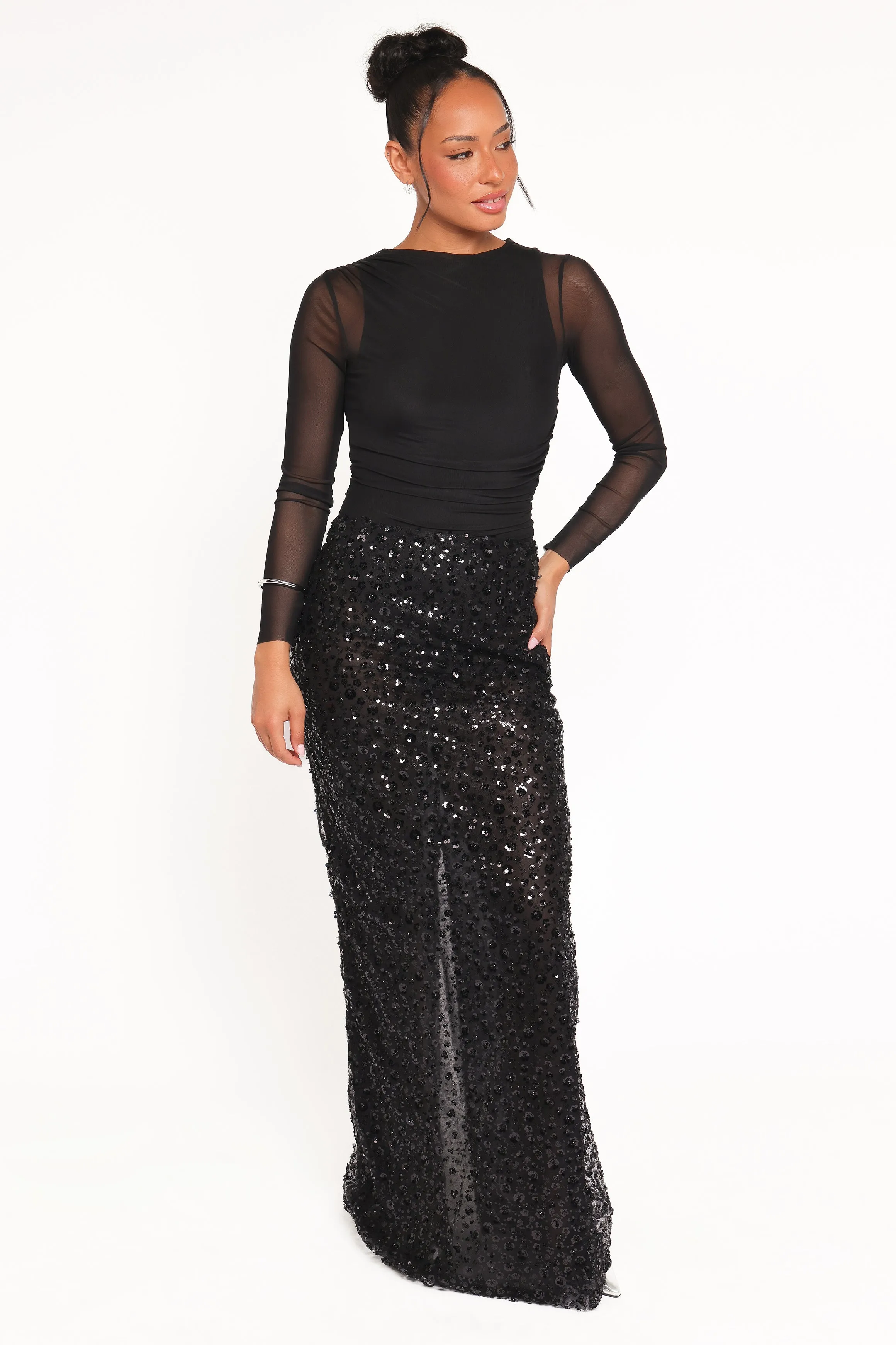 Jennings Sequin Maxi Skirt - Black sold by Petal & Pup product image thumbnail 2