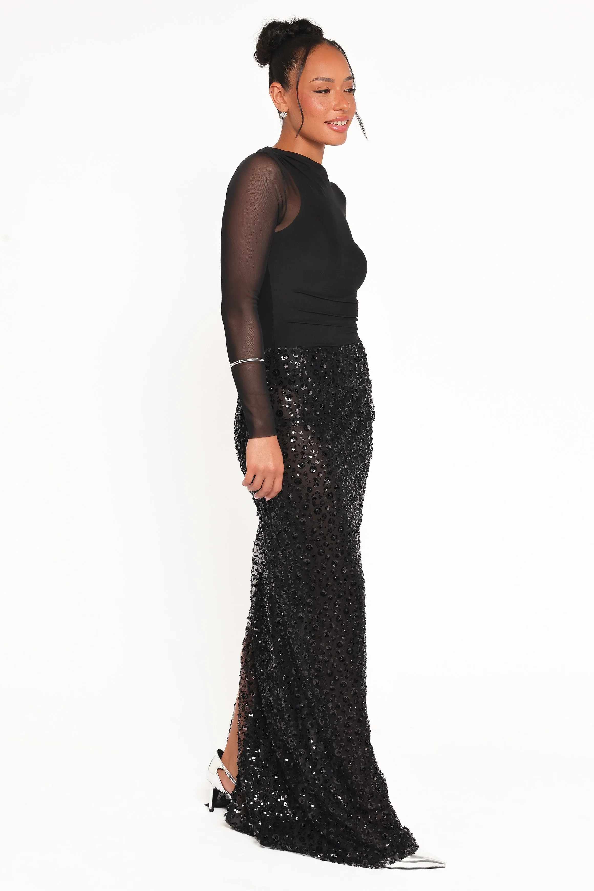 Jennings Sequin Maxi Skirt - Black sold by Petal & Pup product image thumbnail 4