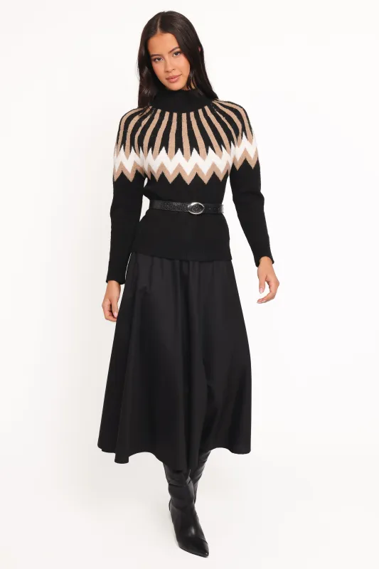 Donner Fairisle Mockneck Sweater - Black sold by Petal & Pup