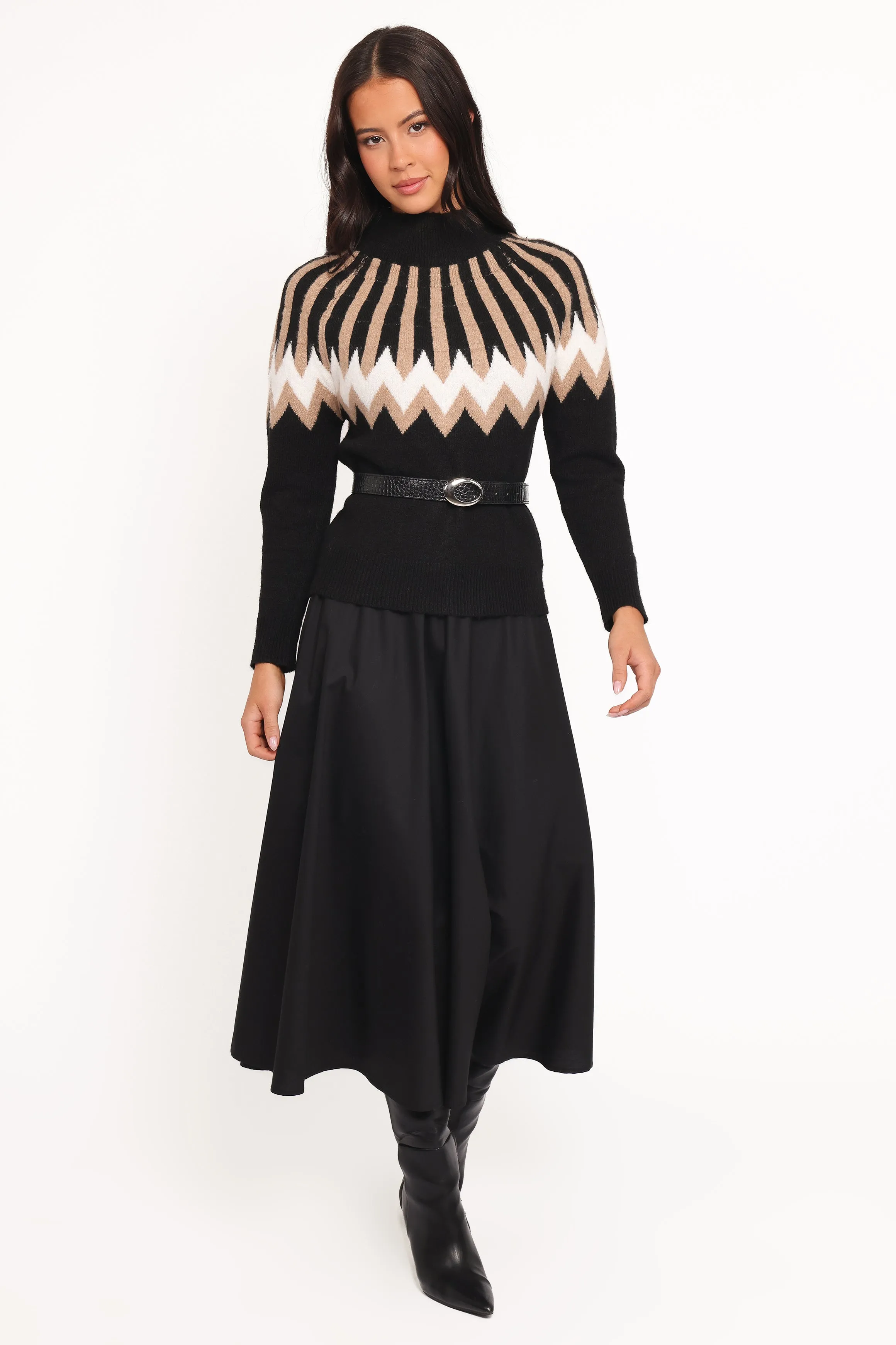 Donner Fairisle Mockneck Sweater - Black sold by Petal & Pup
