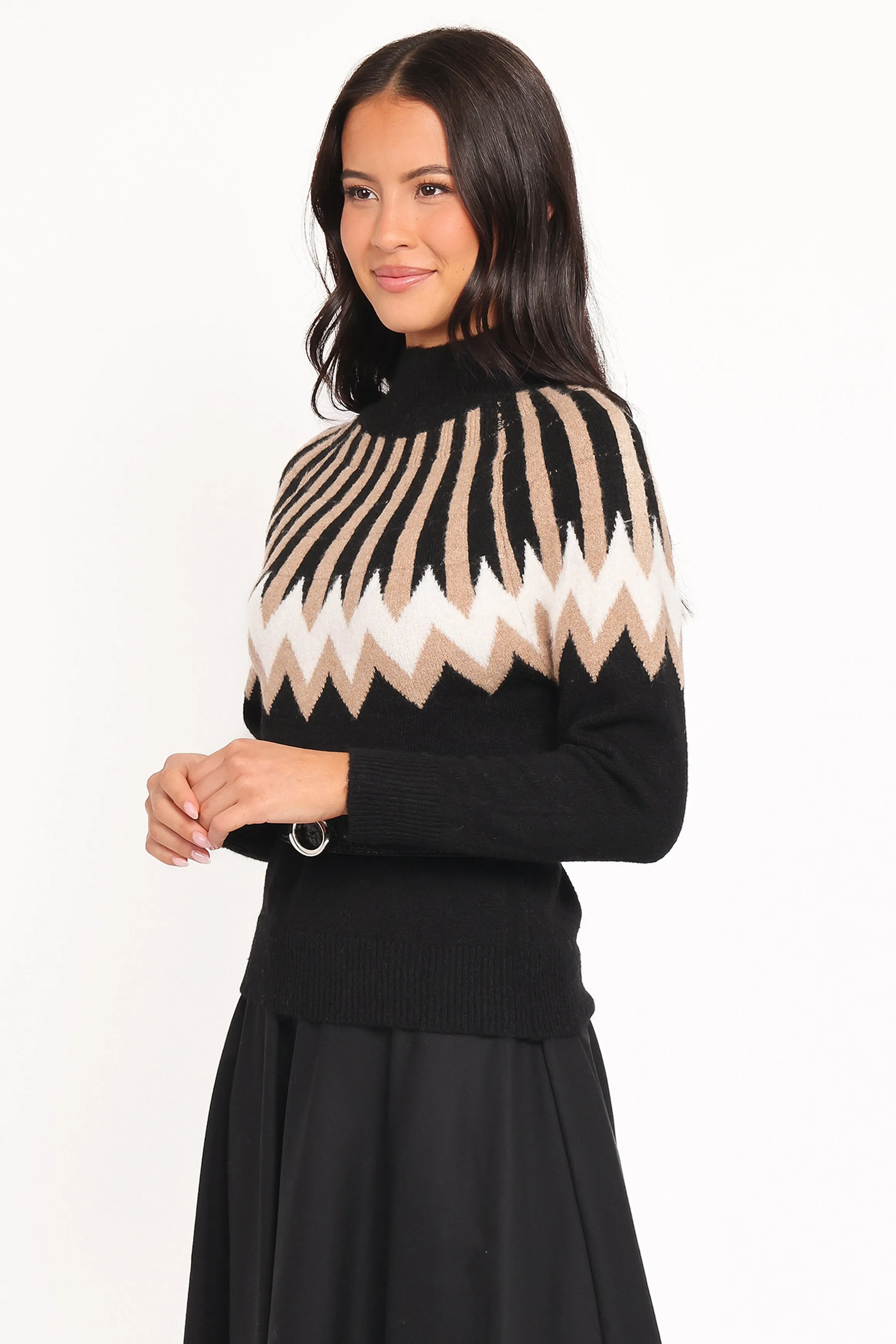 Donner Fairisle Mockneck Sweater - Black sold by Petal & Pup product image thumbnail 3