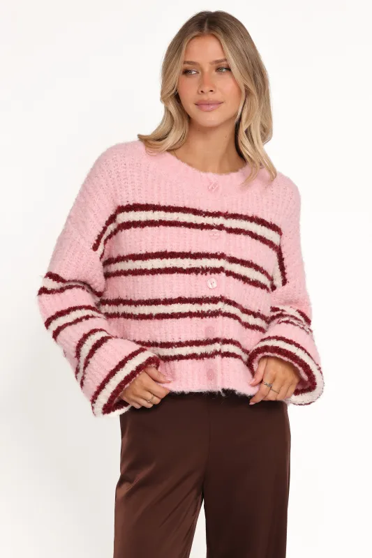 Albertine Cardigan - Pink Stripe sold by Petal & Pup
