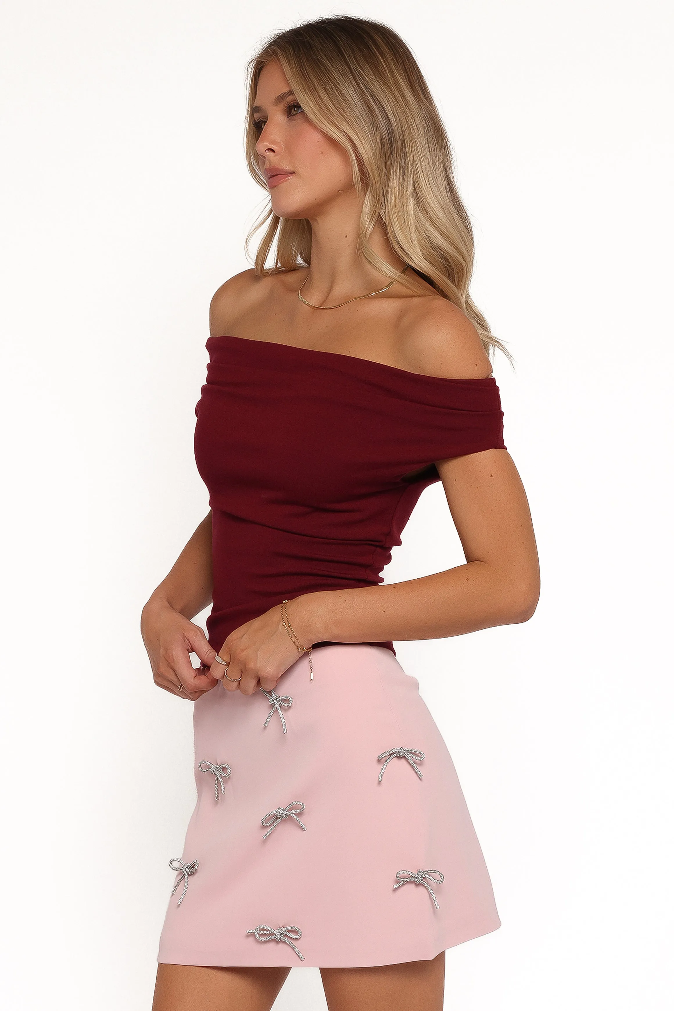 Effie Embellished Bow Mini Skirt - Pink sold by Petal & Pup product image thumbnail 3