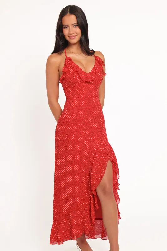 Judy Maxi Dress - Red Polka Dot sold by Petal & Pup