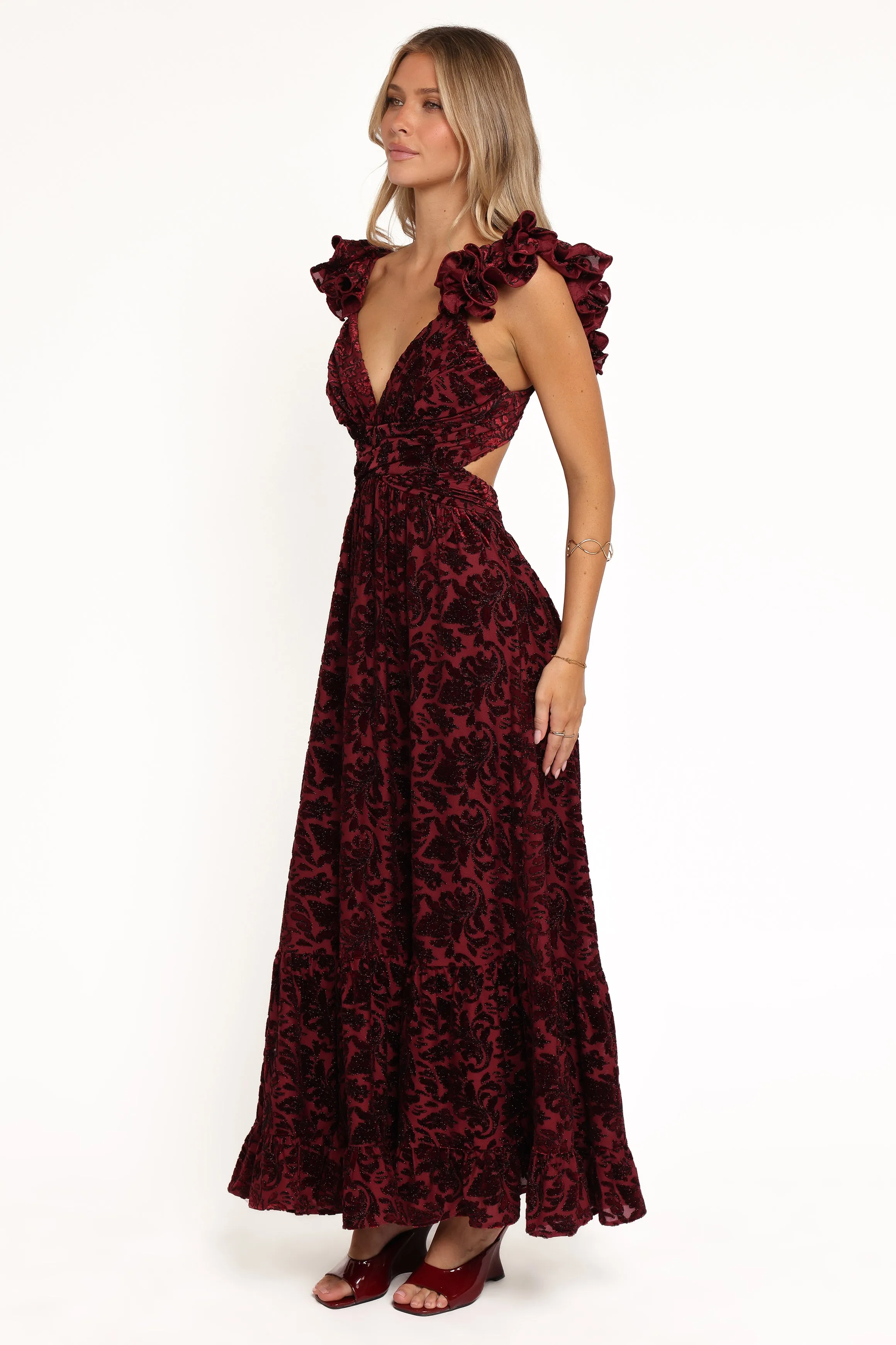 Harmony Maxi Dress - Burgundy Metallic Floral sold by Petal & Pup product image thumbnail 3