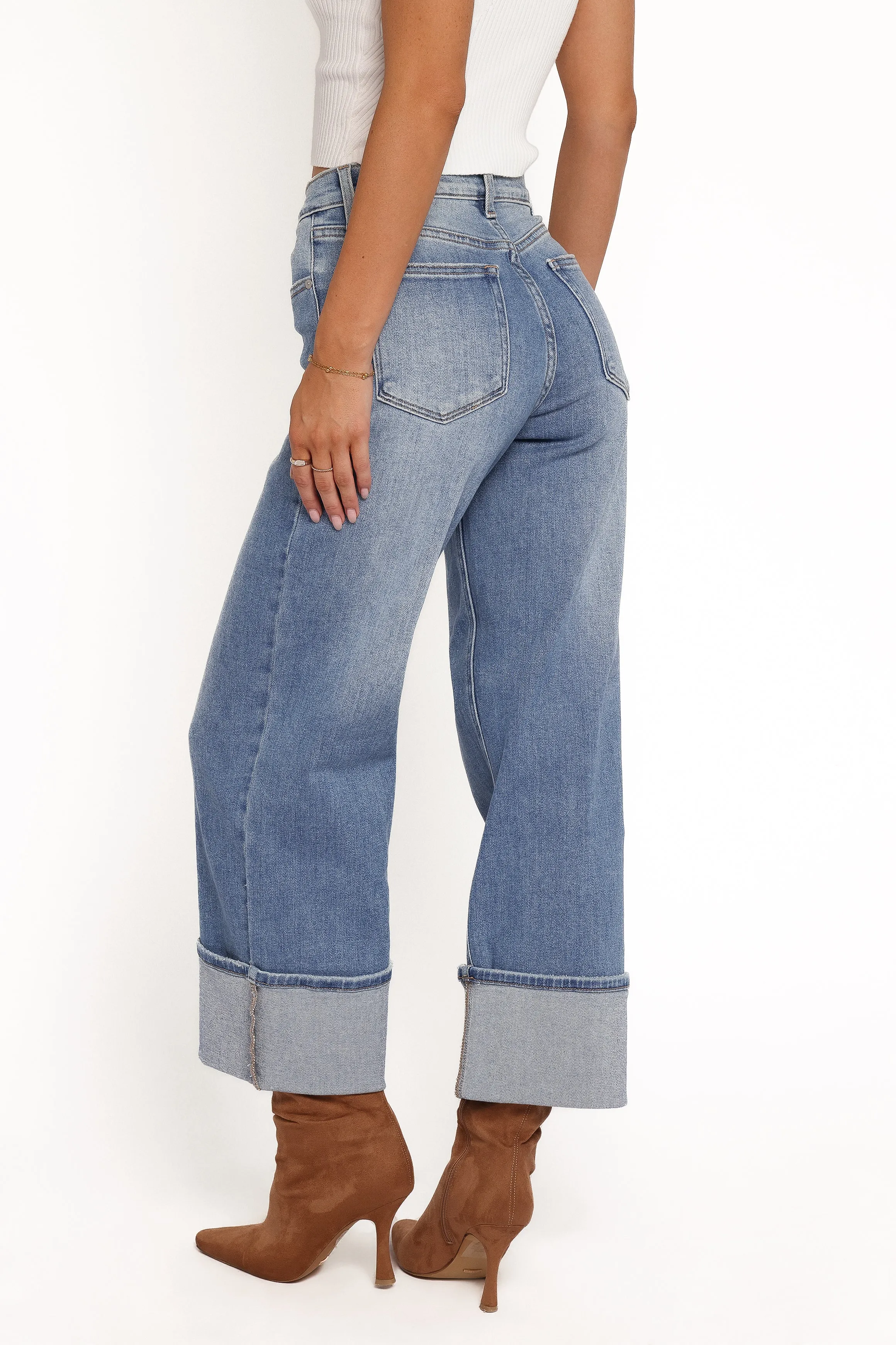 Just Black Cuffed Wide Leg Jean - Medium sold by Petal & Pup product image thumbnail 4