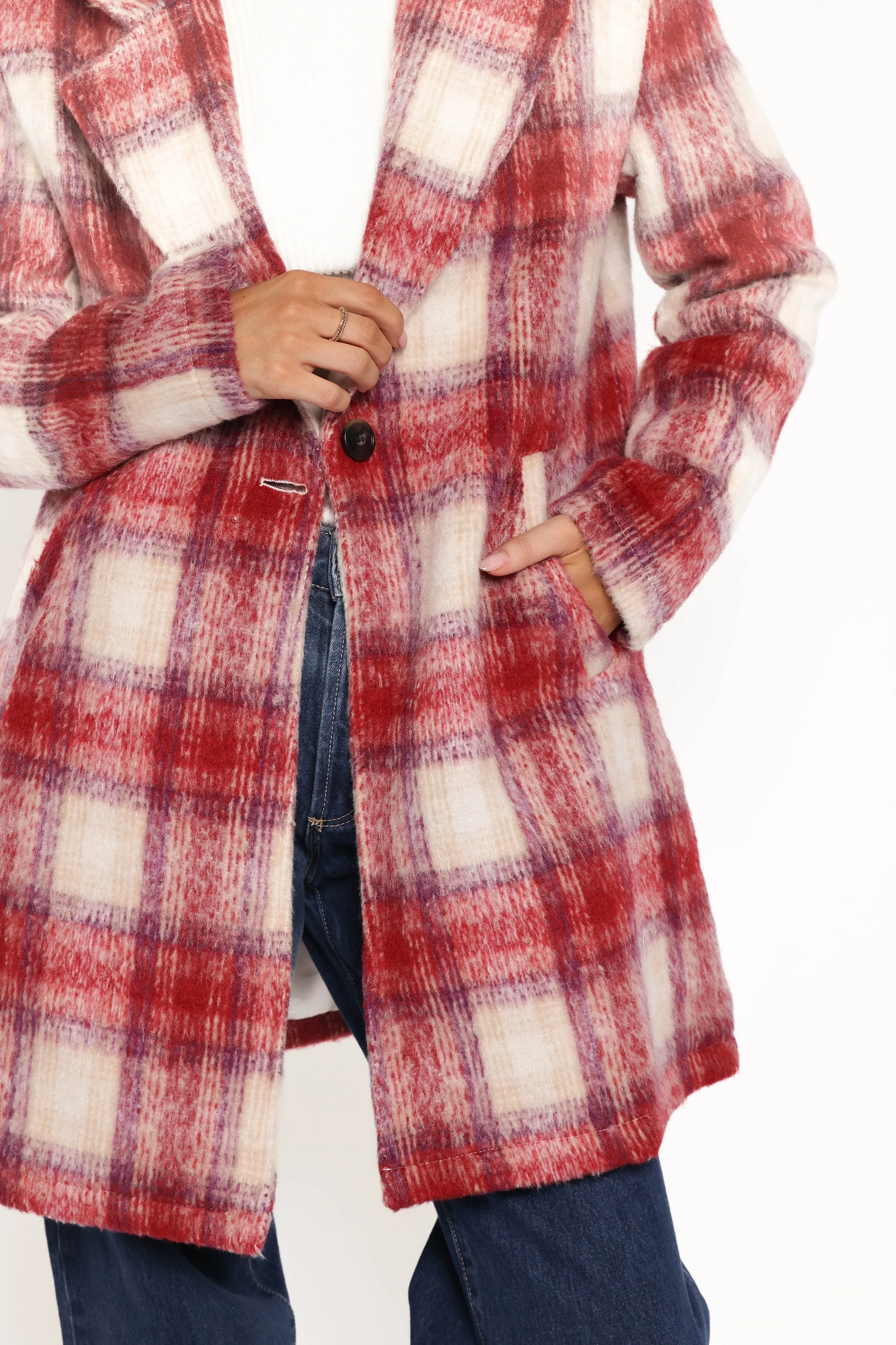 Travistine Long Plaid Coat - Pink sold by Petal & Pup product image thumbnail 5