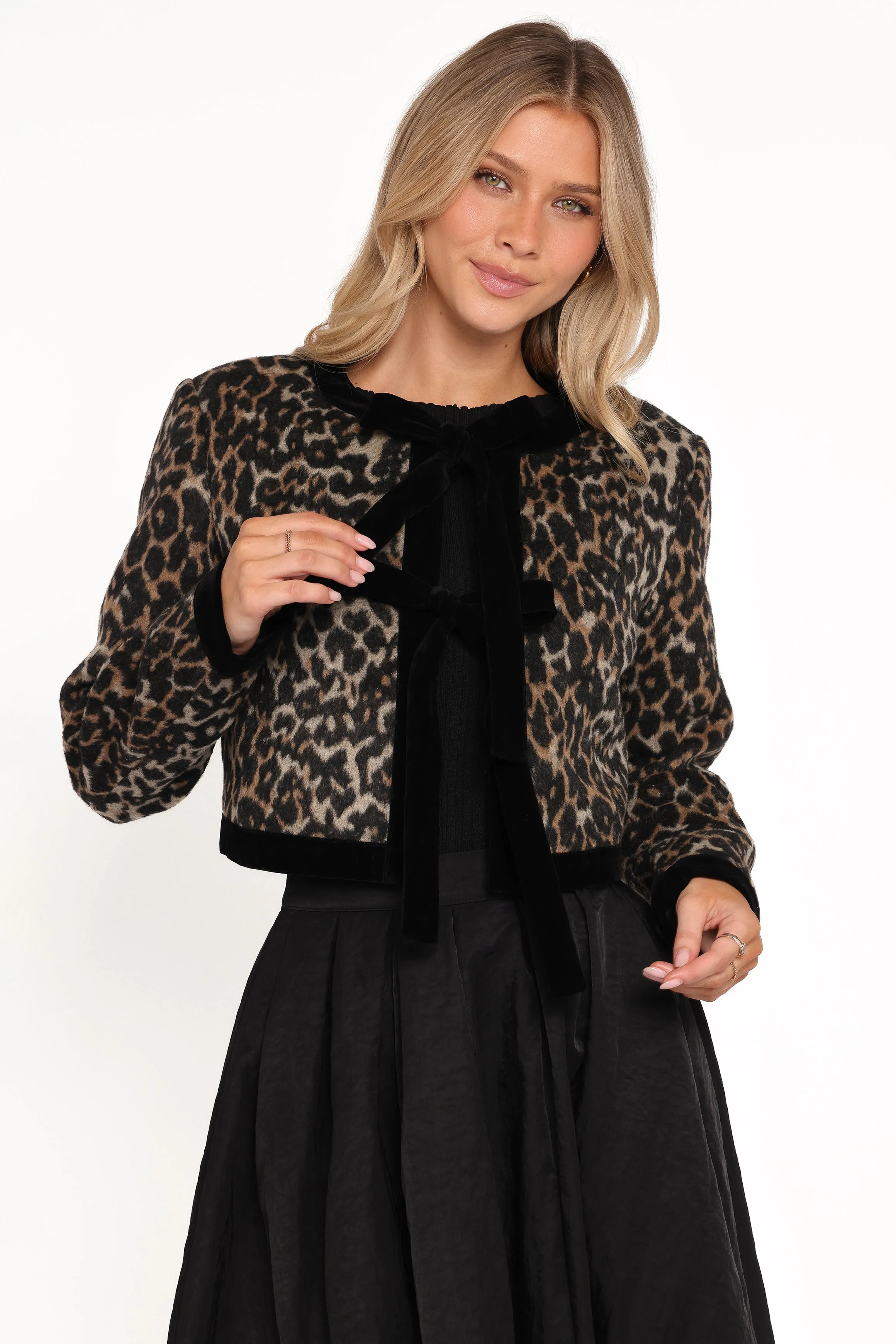 Vanna Tie Front Jacket - Leopard sold by Petal & Pup