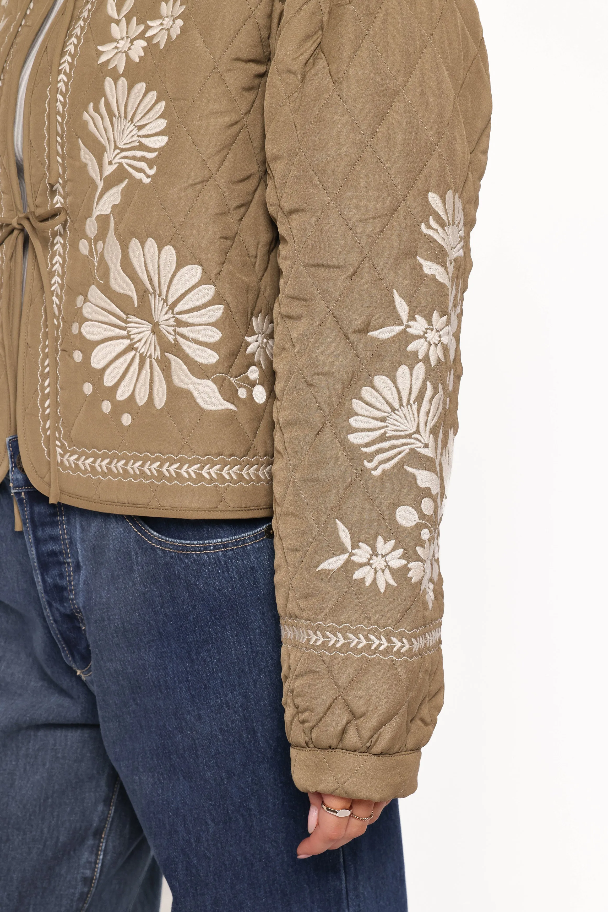Vako Quilted Embroidered Jacket - Olive sold by Petal & Pup product image thumbnail 5