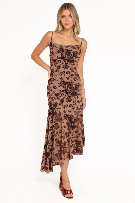 Lolita Midi Dress - Brown Floral sold by Petal & Pup