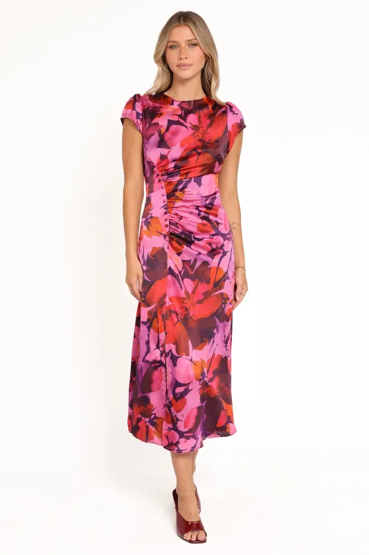 Lisbeth Midi Dress - Magenta Floral sold by Petal & Pup