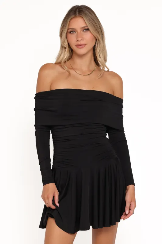 Messina Off Shoulder Mini Dress - Black sold by Petal & Pup