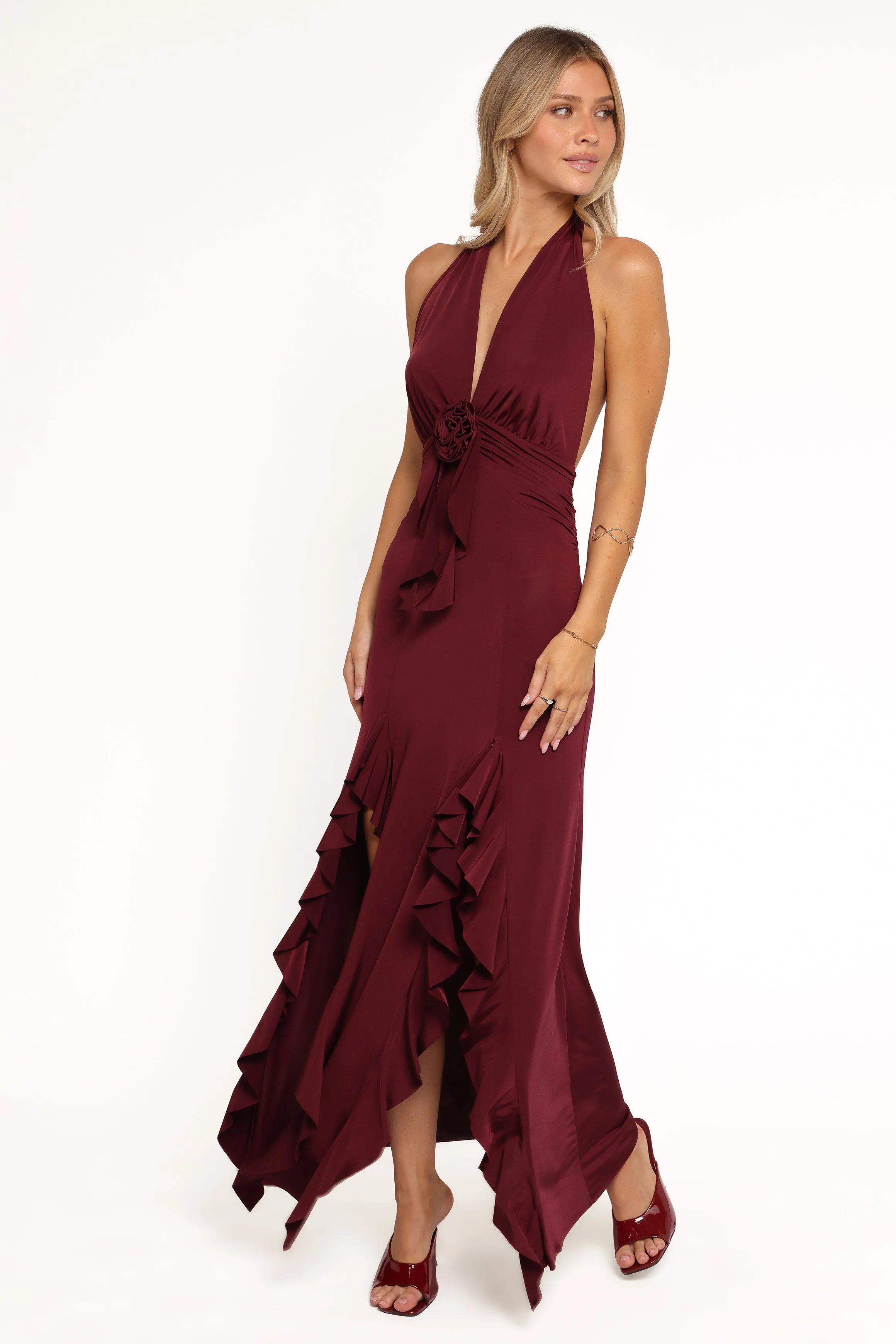 Leowna Halterneck Maxi Dress - Burgundy sold by Petal & Pup product image thumbnail 5