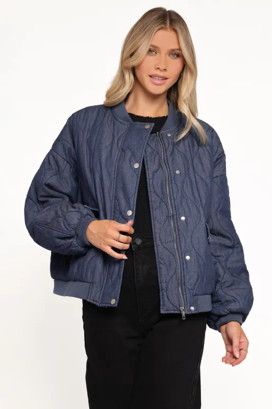Keah Quilted Jacket - Navy sold by Petal & Pup