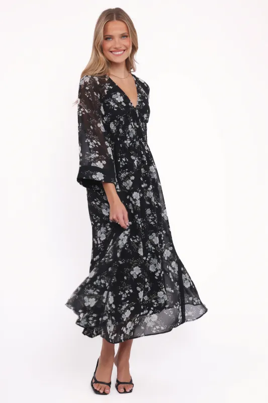 Mavis Long Sleeve Maxi Dress - Black Floral sold by Petal & Pup