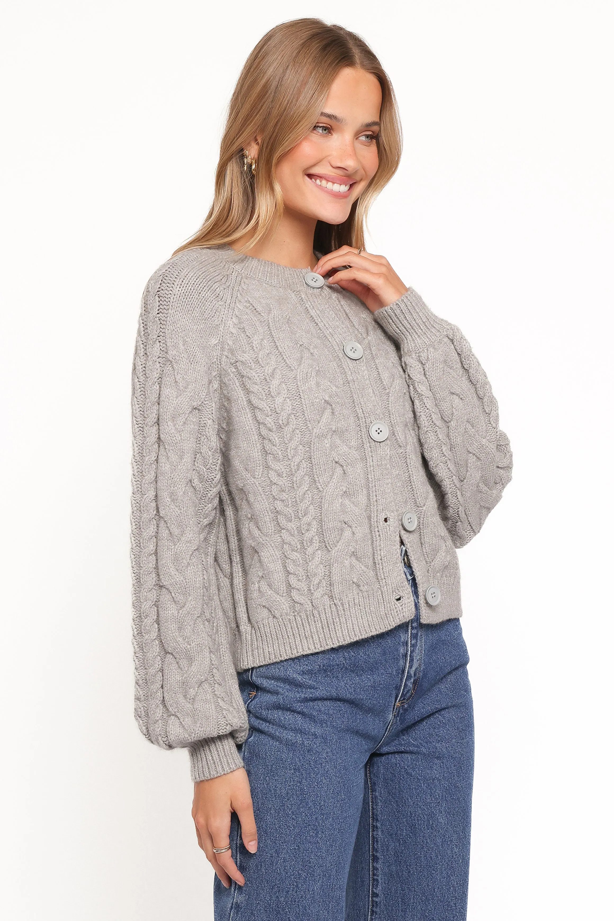 Nika Cable Knit Cardigan - Grey sold by Petal & Pup product image thumbnail 4