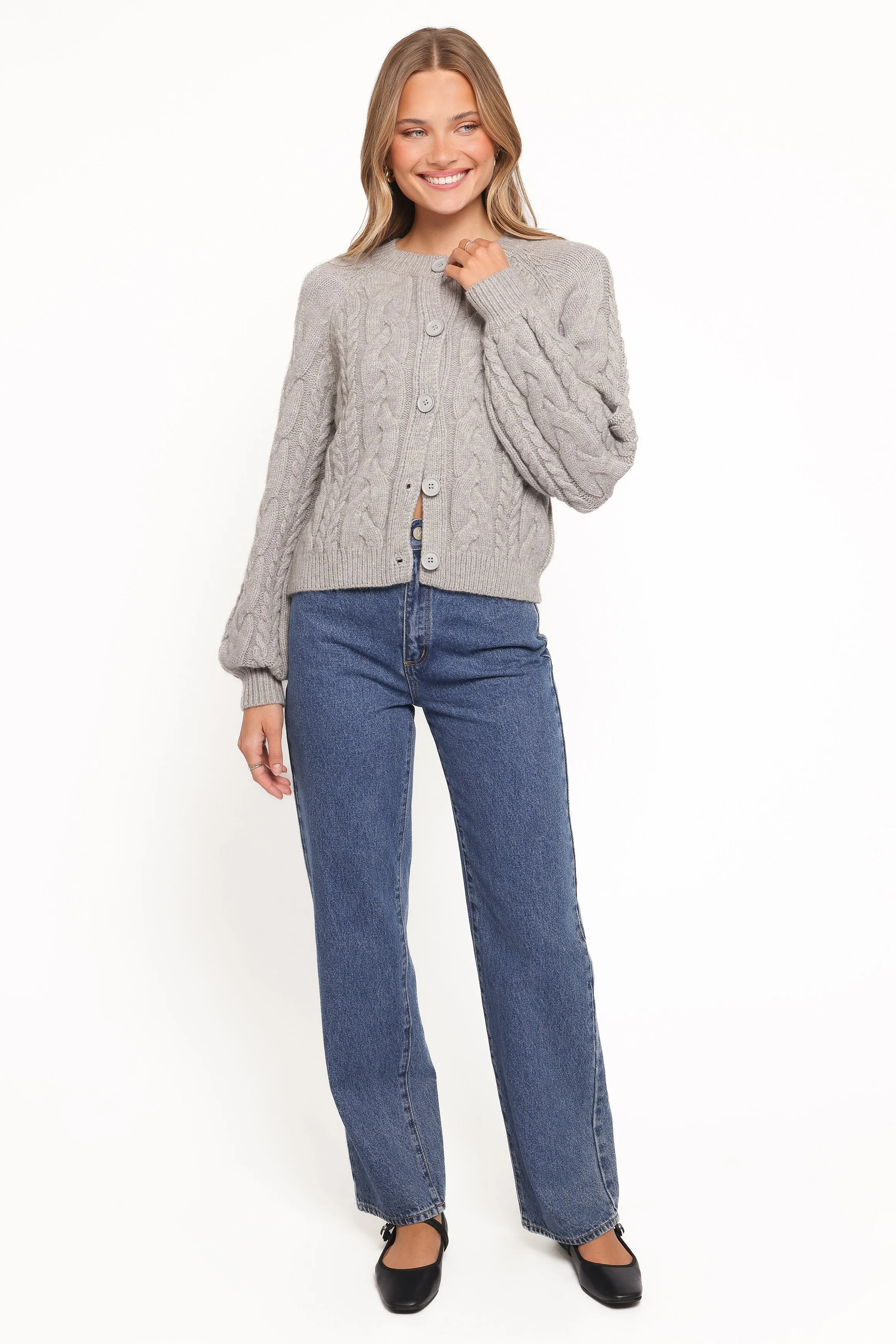 Nika Cable Knit Cardigan - Grey sold by Petal & Pup product image thumbnail 3