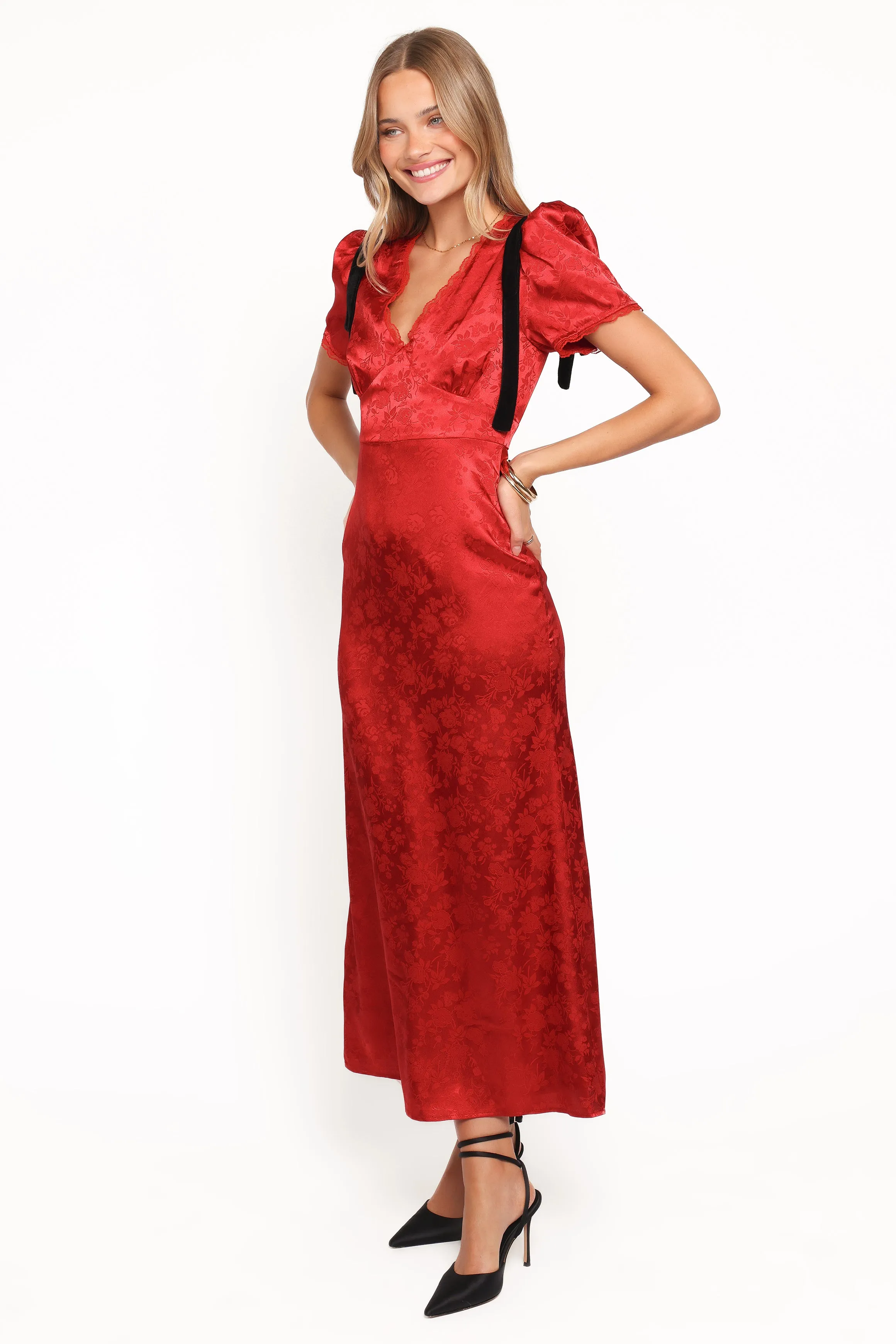 Lomandra Maxi Dress - Red Jacquard sold by Petal & Pup product image thumbnail 3