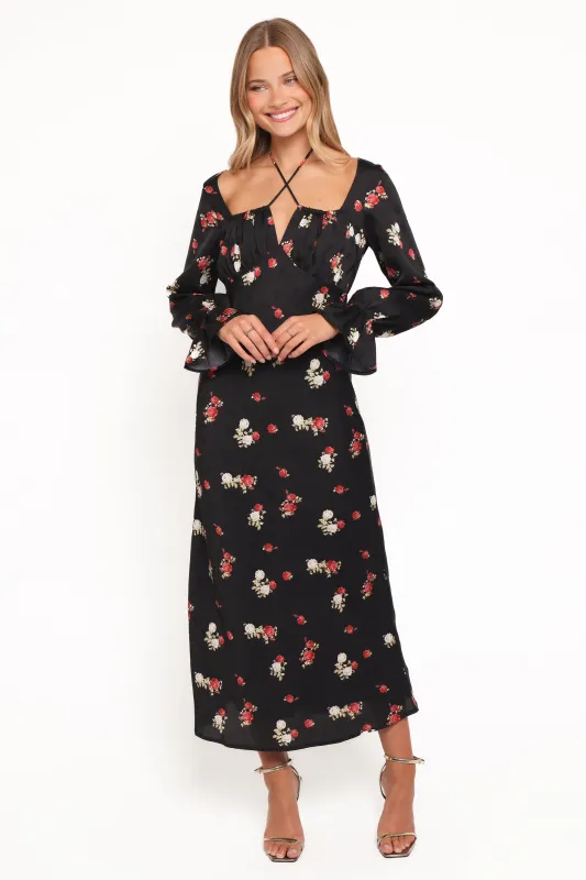 Pauline Long Sleeve Maxi Dress - Black Floral sold by Petal & Pup